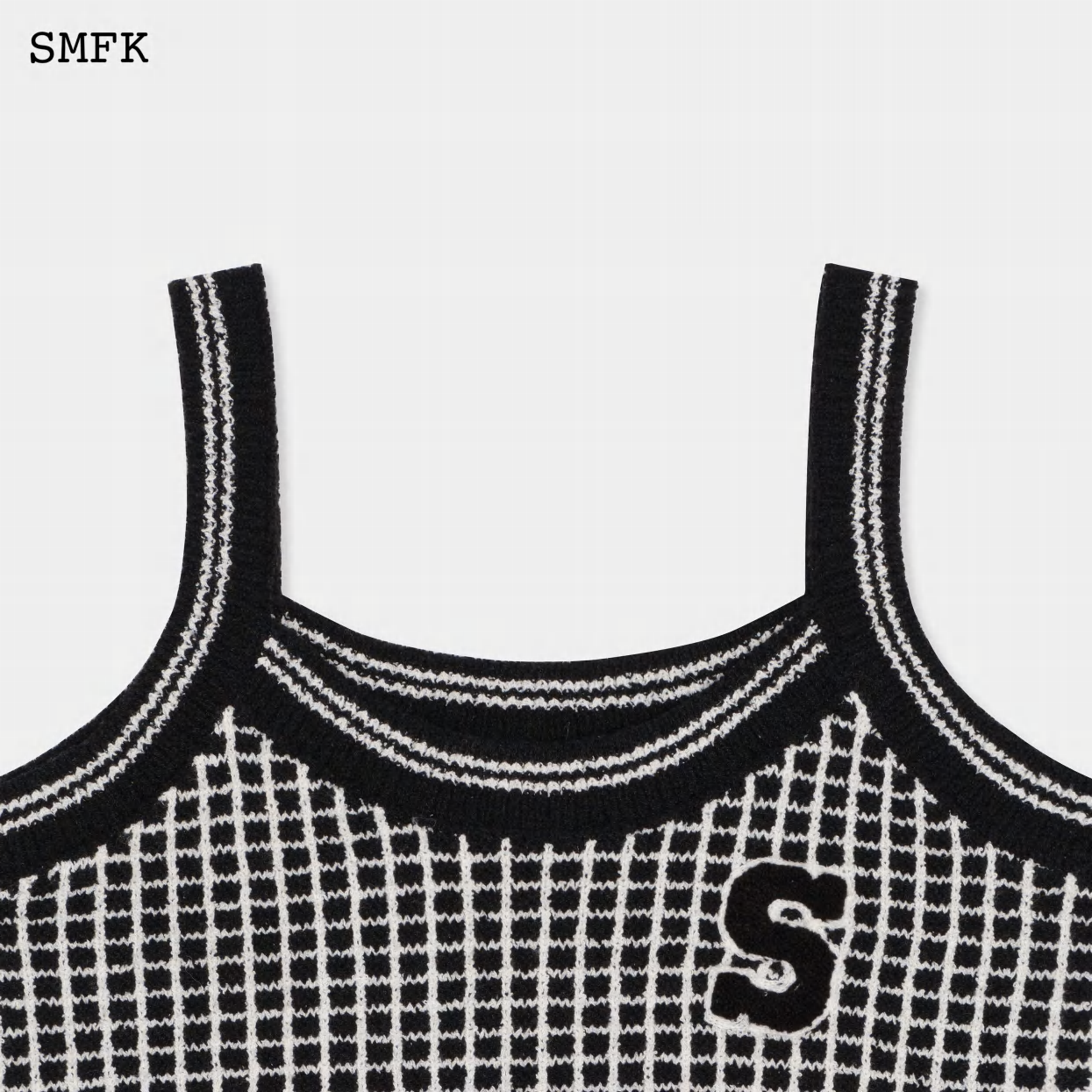 【PRE ORDER】SMFK COMPASS SPORTS KNITTED SUSPENDER/BLACK AND WHITE CHECK UTK09BB