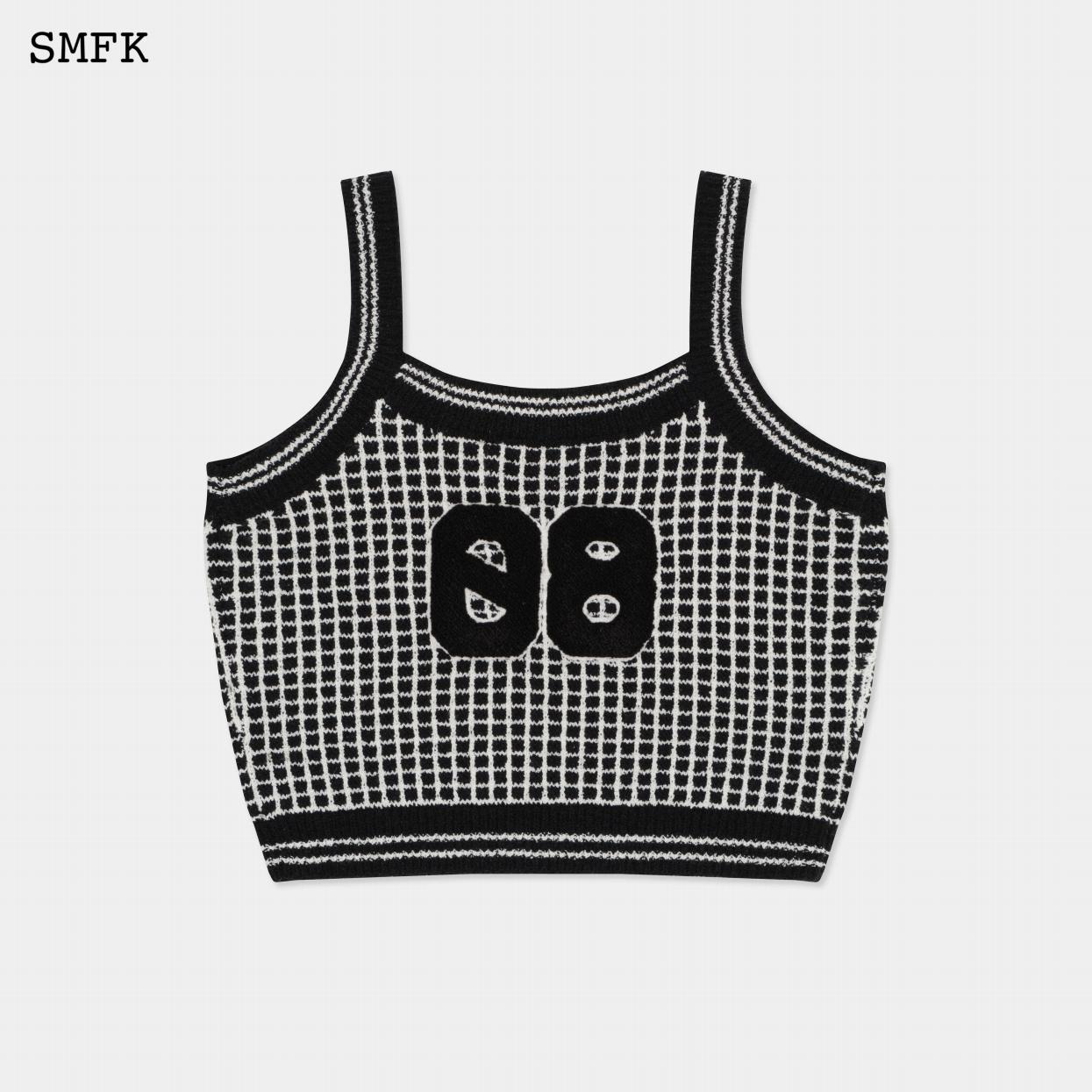 【PRE ORDER】SMFK COMPASS SPORTS KNITTED SUSPENDER/BLACK AND WHITE CHECK UTK09BB