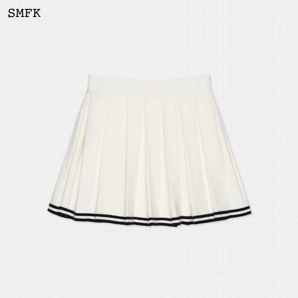 COMPASS VINTAGE COLLEGE CASHMERE PLEATED SKIRT/SNOW MOUNTAIN WHITE US003W
