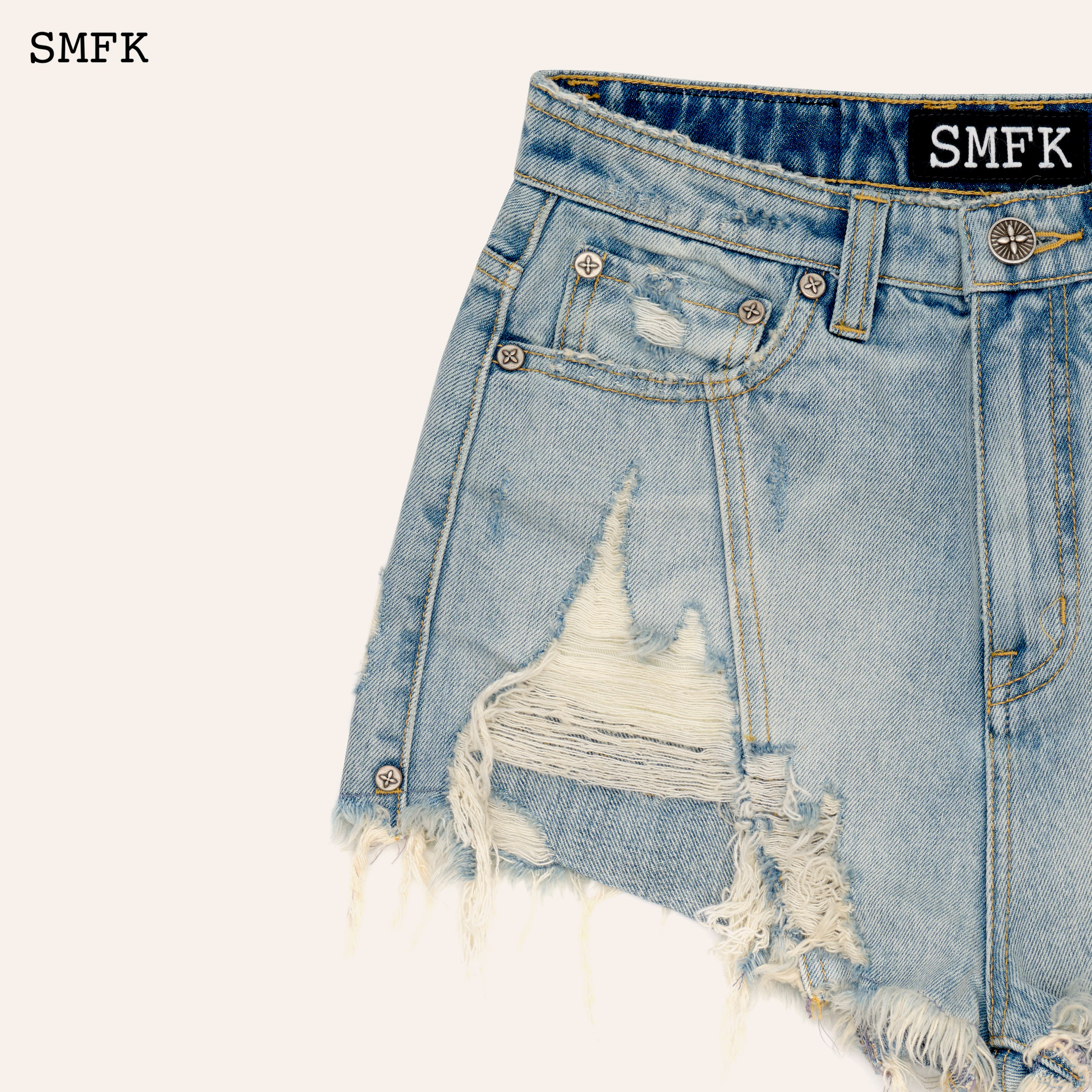 SMFK WILD-BURNING DENIM SHORTS  PS002BLW