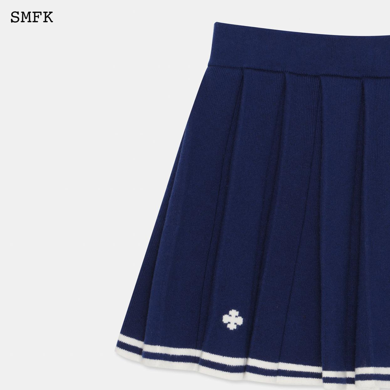 COMPASS VINTAGE COLLEGE CASHMERE PLEATED SKIRT/DEEP SEA BLUE US003DB