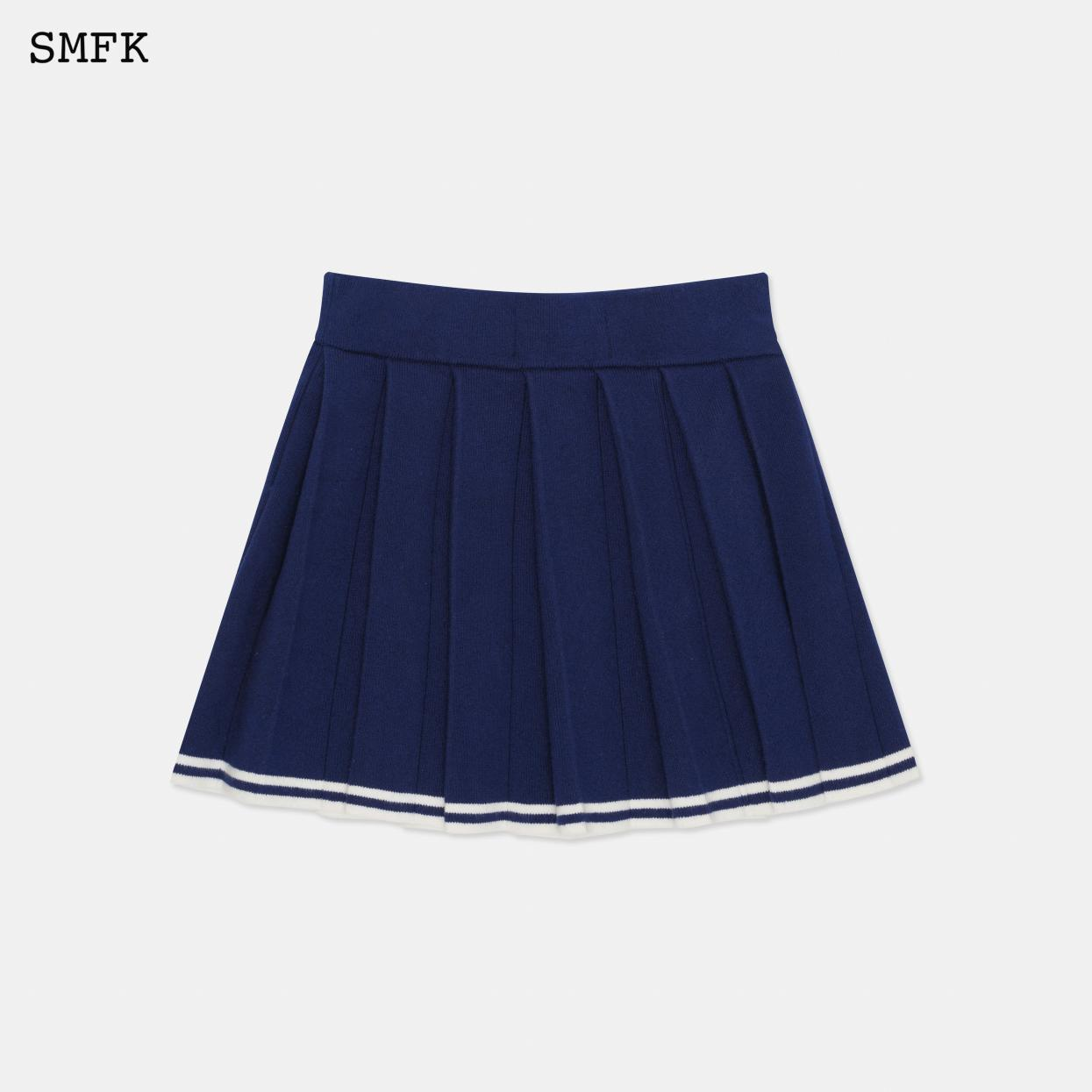 COMPASS VINTAGE COLLEGE CASHMERE PLEATED SKIRT/DEEP SEA BLUE US003DB