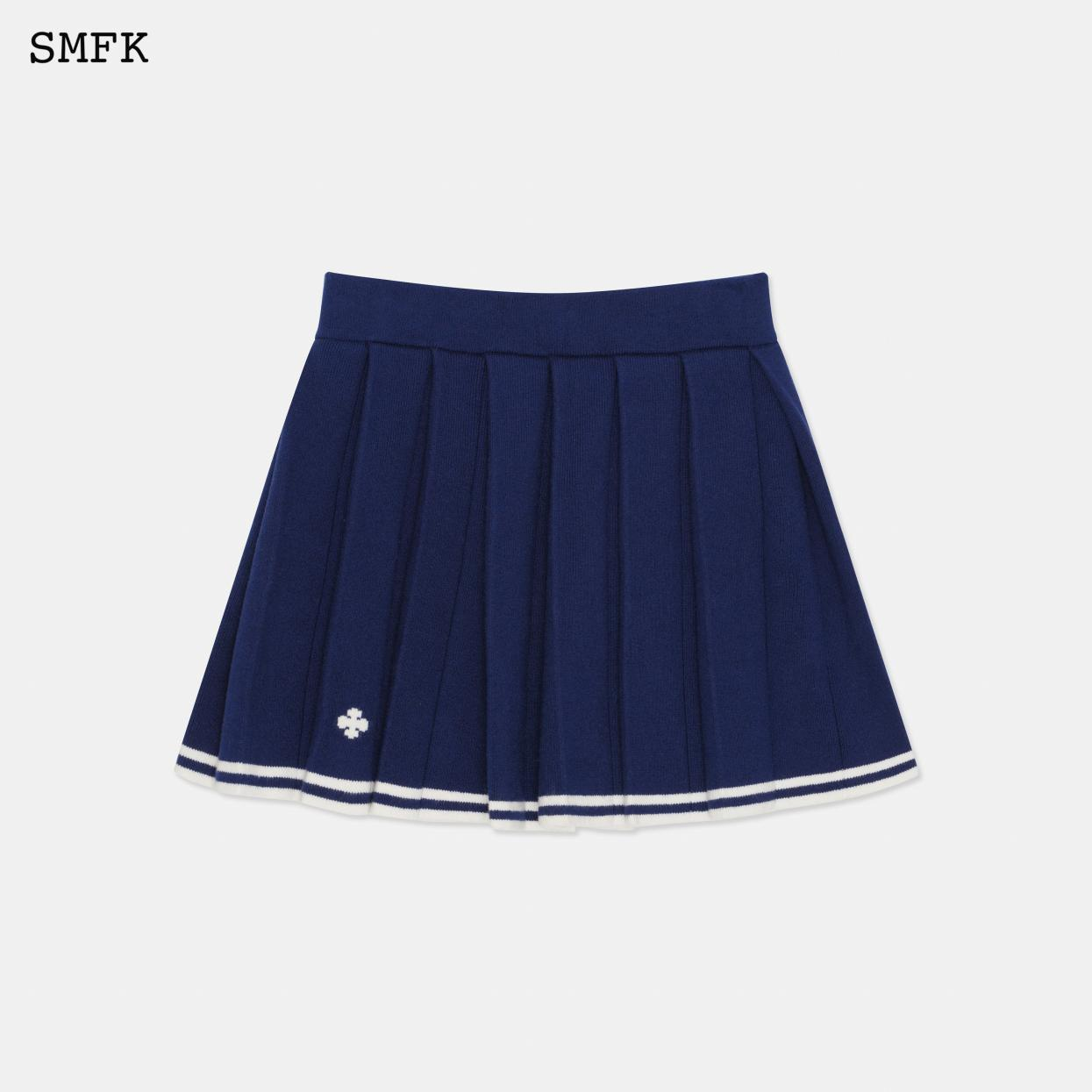 COMPASS VINTAGE COLLEGE CASHMERE PLEATED SKIRT/DEEP SEA BLUE US003DB