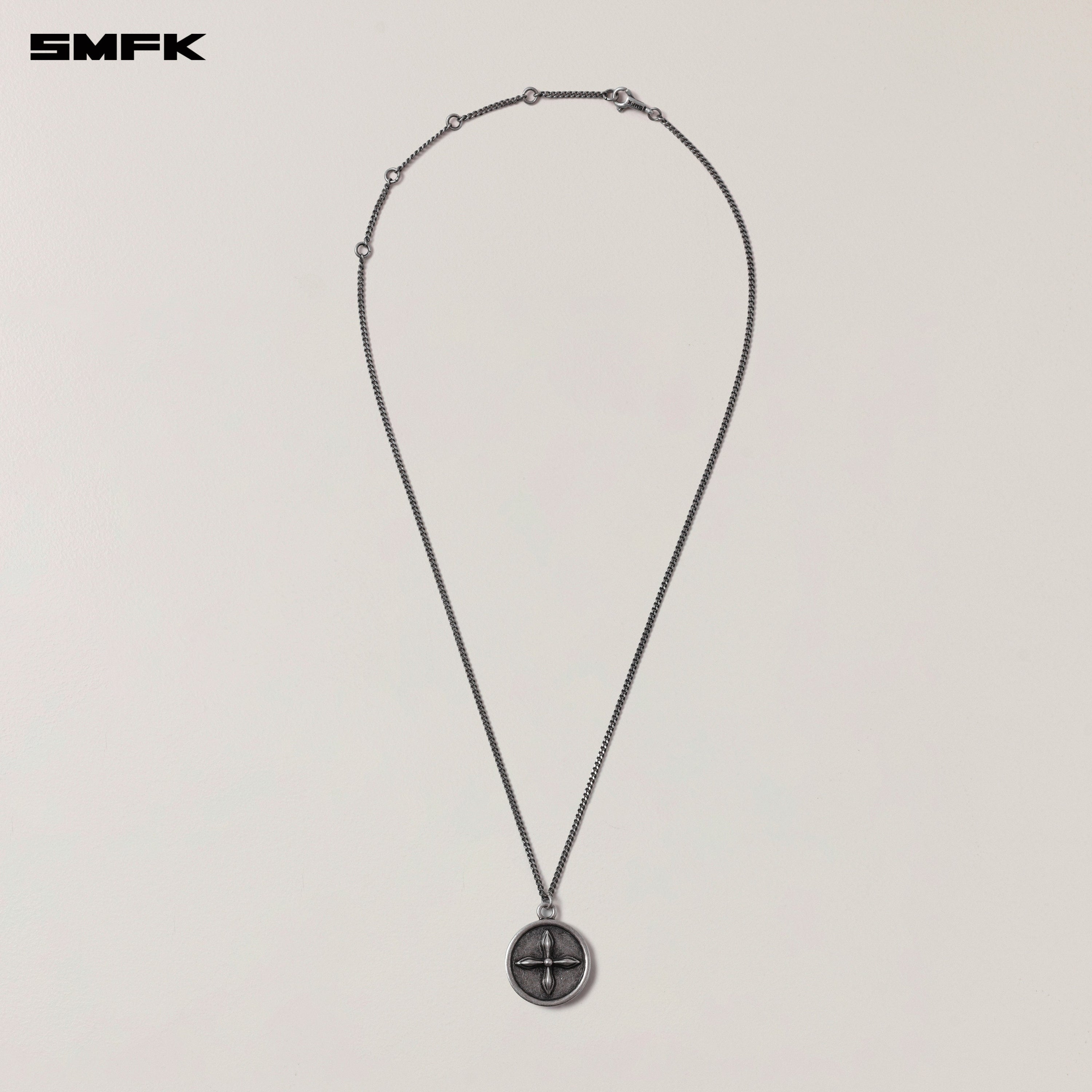 COMPASS ORIGINAL COIN METAL NECKLACE ANTIQUE SILVER