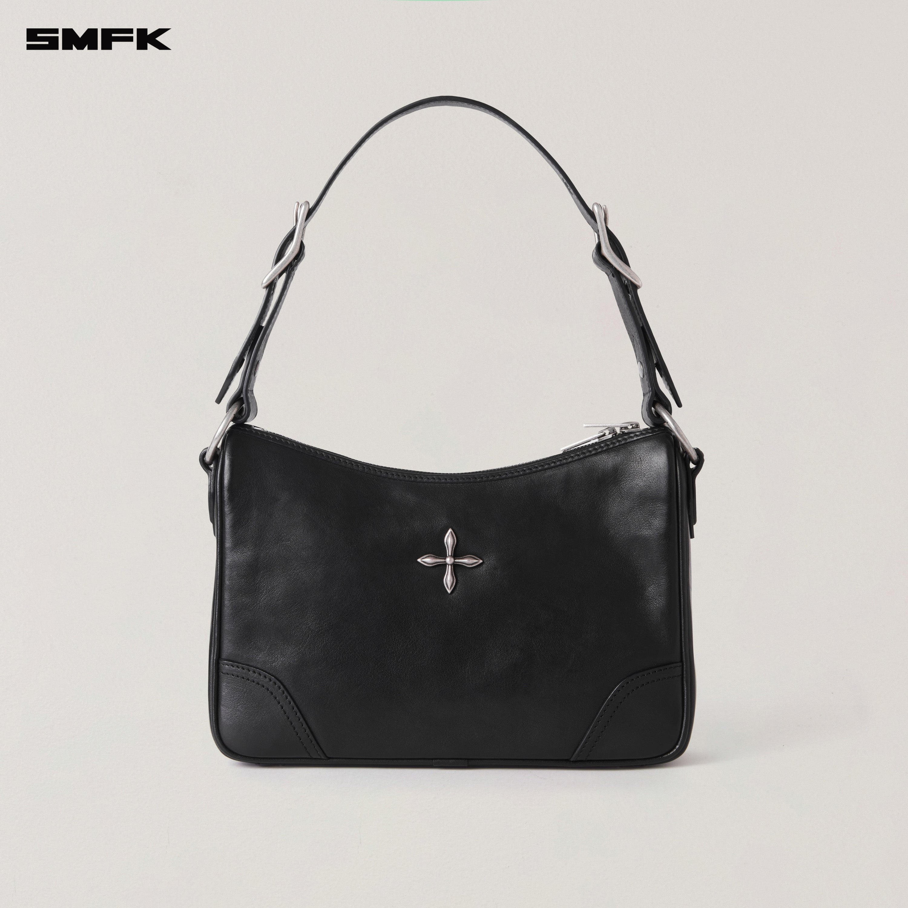 RAGE ORIGIN LEATHER SHOULDER BAG/MEDIUM WILD BLACK