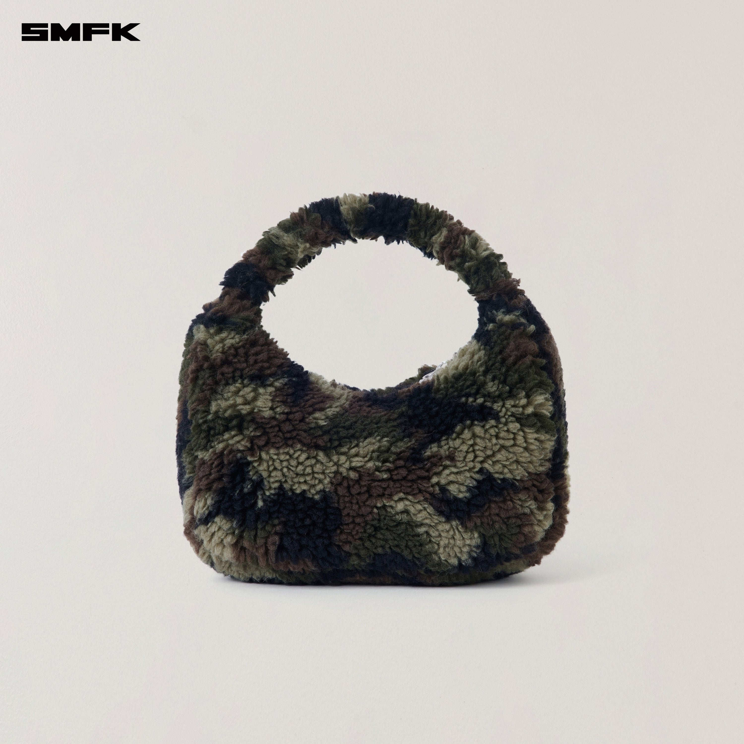 COMPASS COBBLE WOOL JACQUARD CAMO FURRY BAG/SMALL ARMY GREEN CAMOUFLAGE
