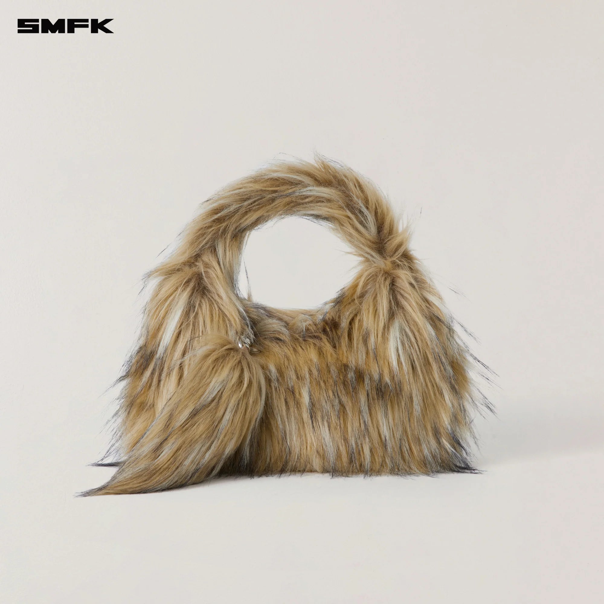 COMPASS COBBLE FURRY BAG/SMALL WOLF BROWN