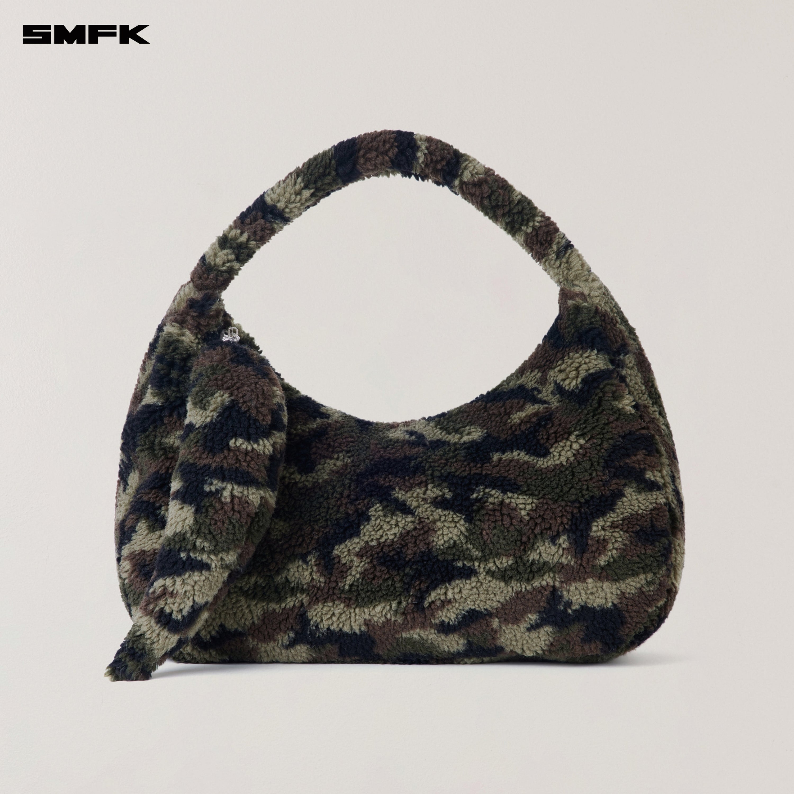 COMPASS COBBLE WOOL JACQUARD CAMO FURRY BAG/LARGE ARMY GREEN CAMOUFLAGE