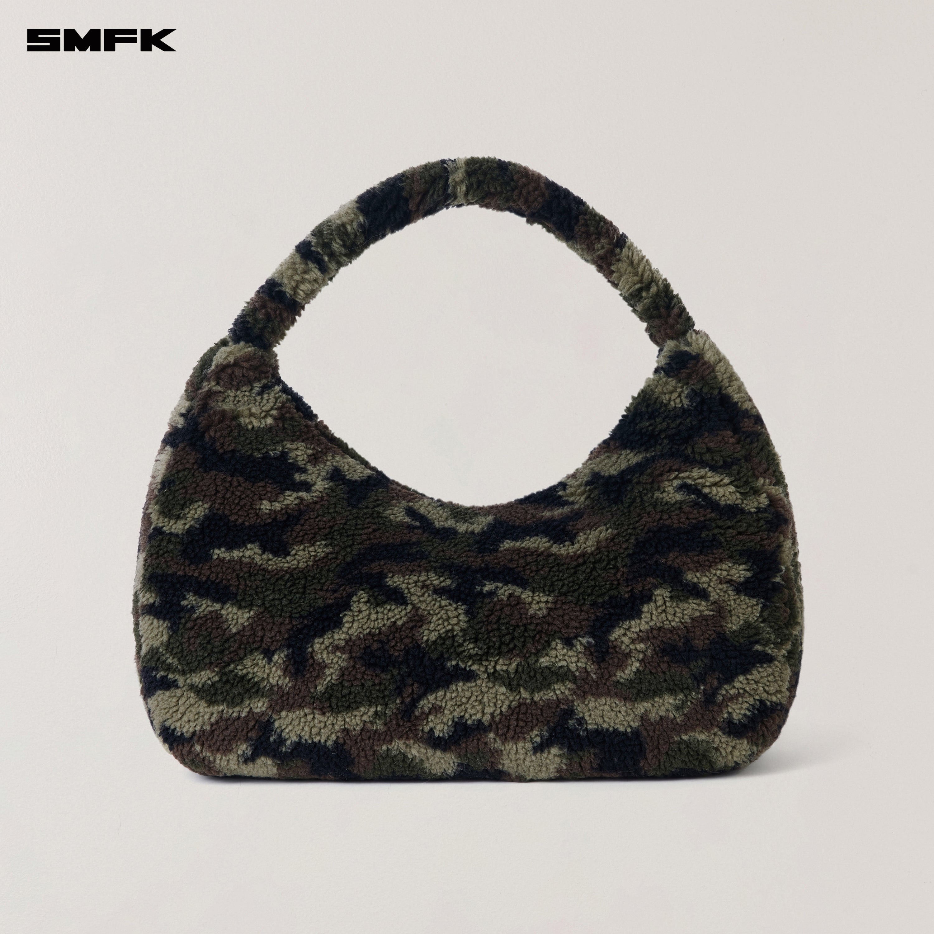 COMPASS COBBLE WOOL JACQUARD CAMO FURRY BAG/LARGE ARMY GREEN CAMOUFLAGE