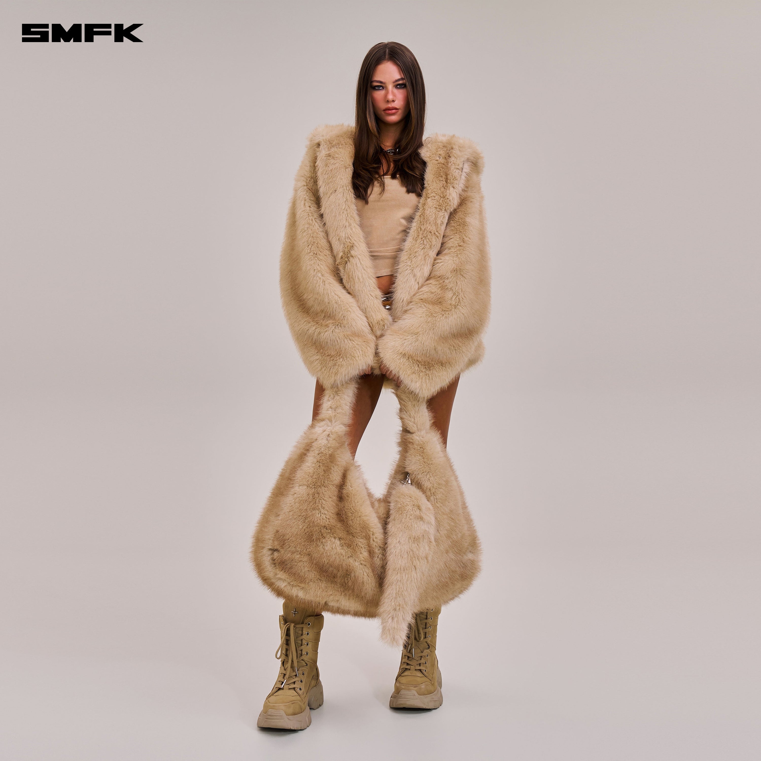 COMPASS COBBLE FURRY BAG/LARGE SAND