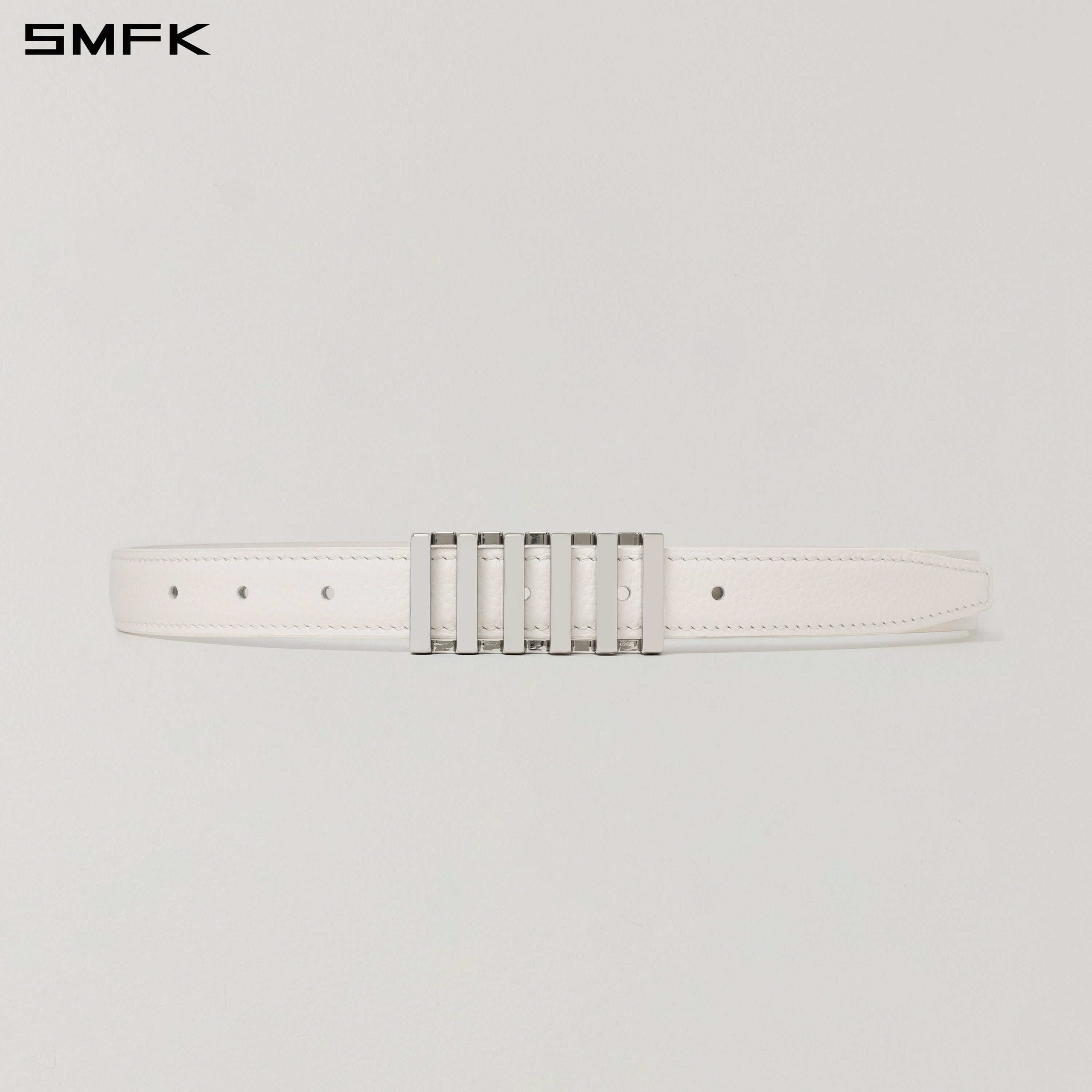 PIANO METAL LEATHER THIN BELT/LEATHER SNOW WHITE