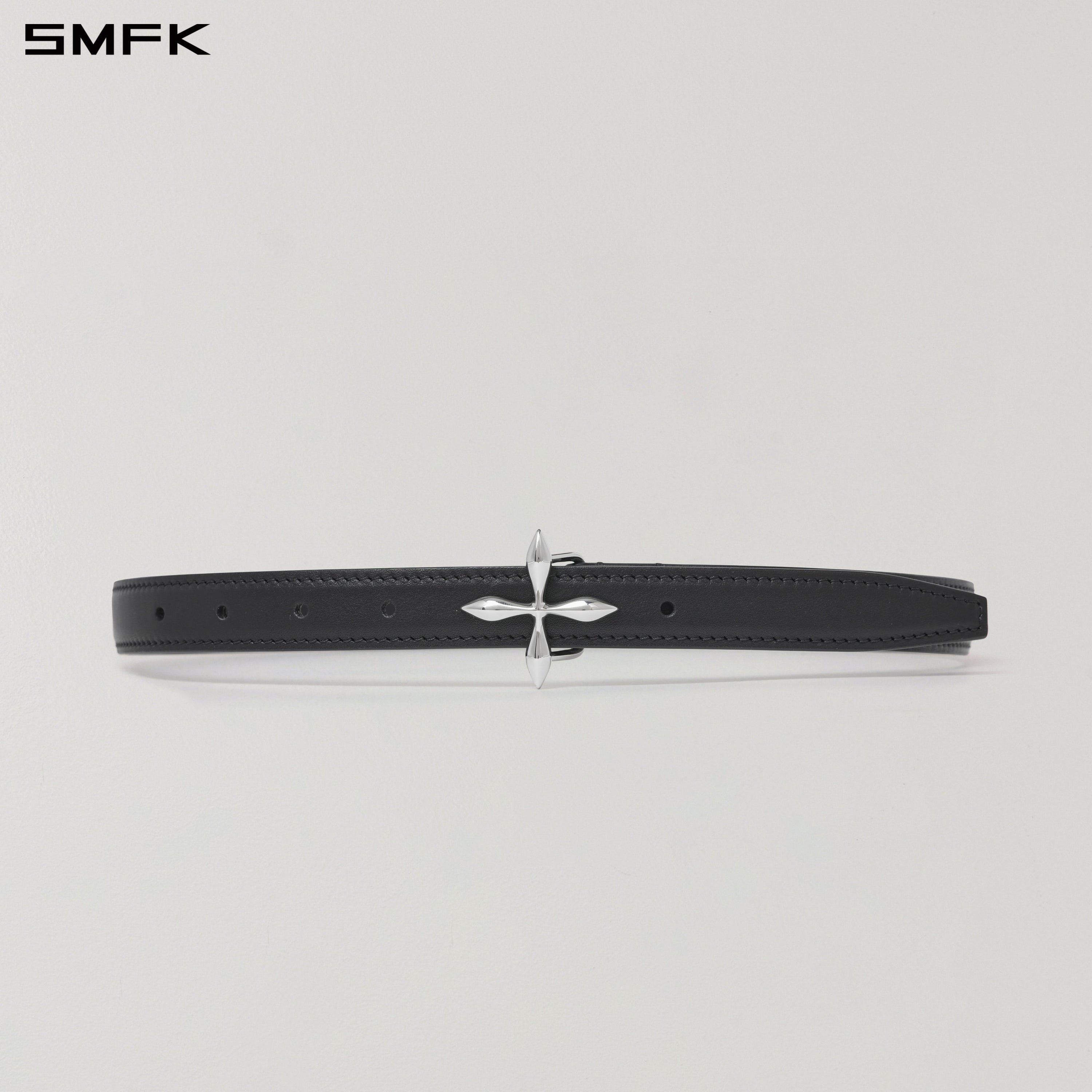 MIRAGE COMPASS LEATHER THIN BELT/LEATHER WILD BLACK