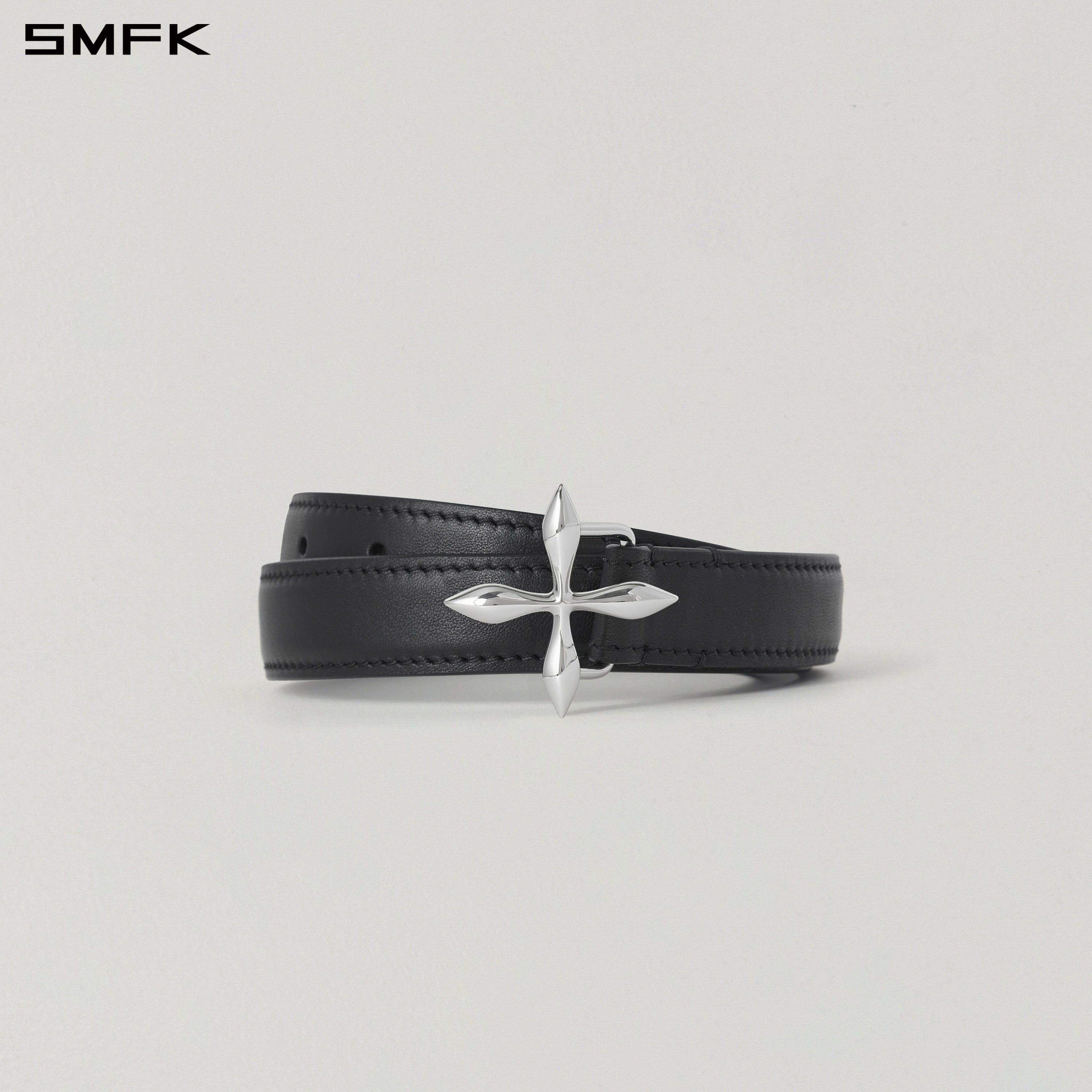 MIRAGE COMPASS LEATHER THIN BELT/LEATHER WILD BLACK