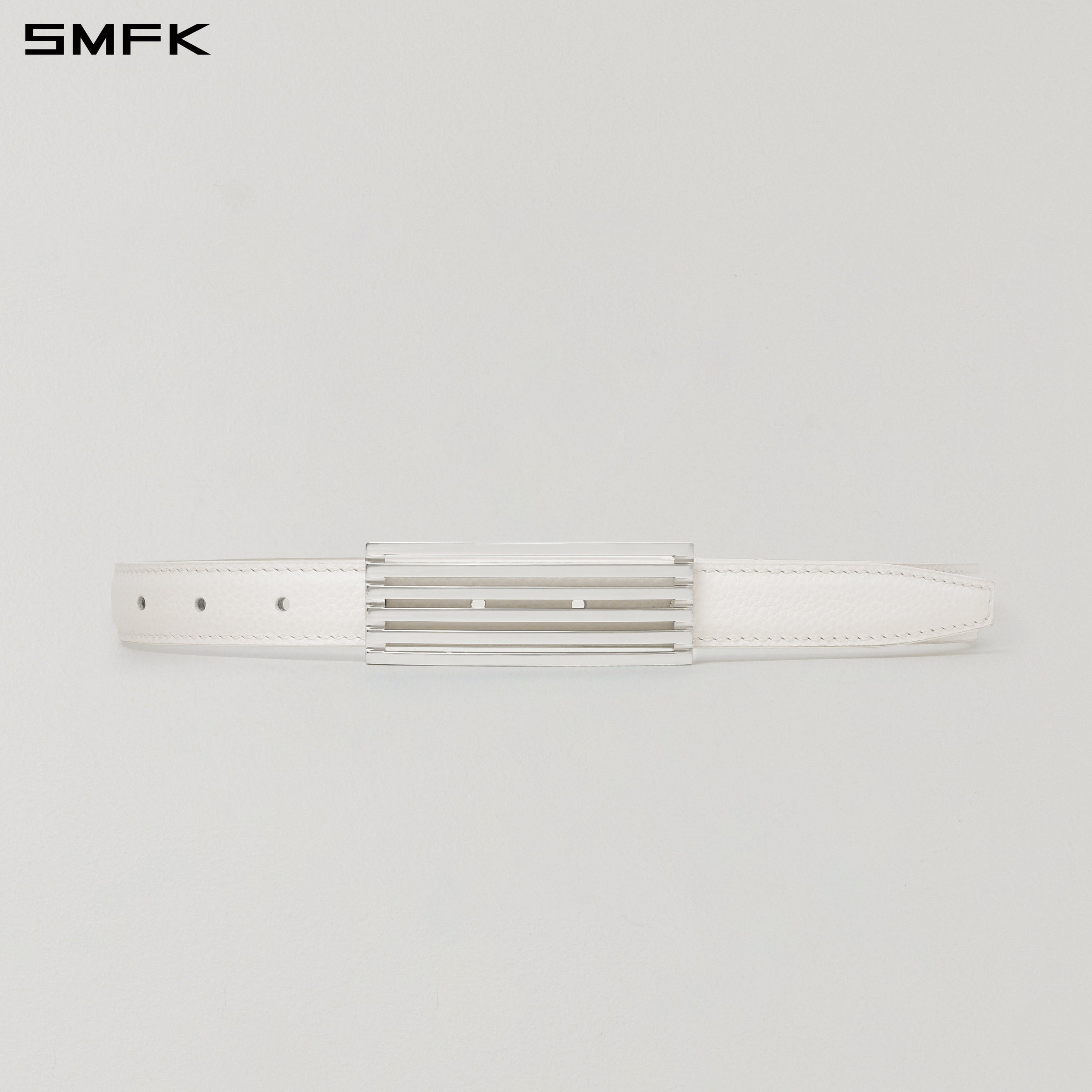 REFLECTION METAL LEATHER THIN BELT/LEATHER SNOW WHITE
