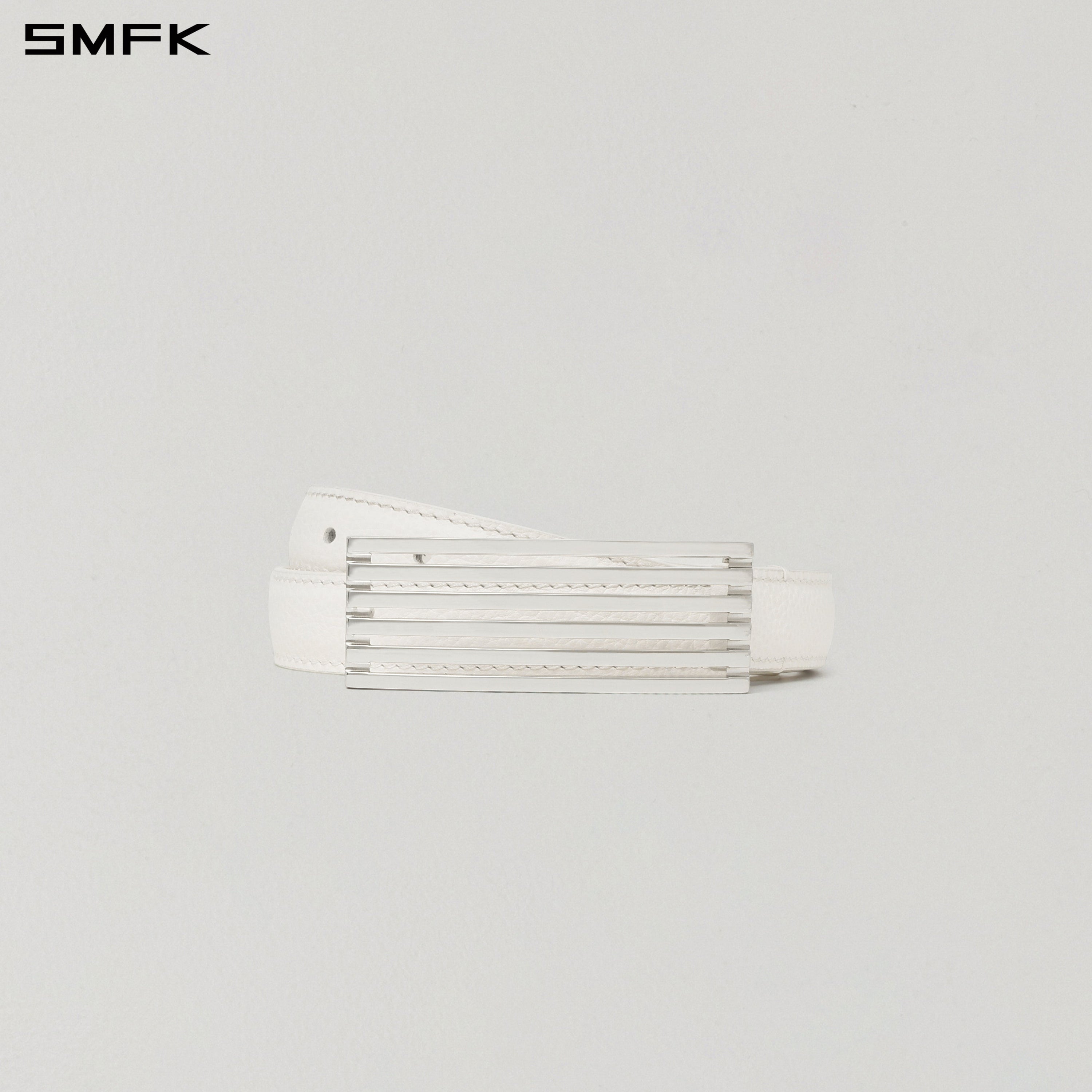 REFLECTION METAL LEATHER THIN BELT/LEATHER SNOW WHITE