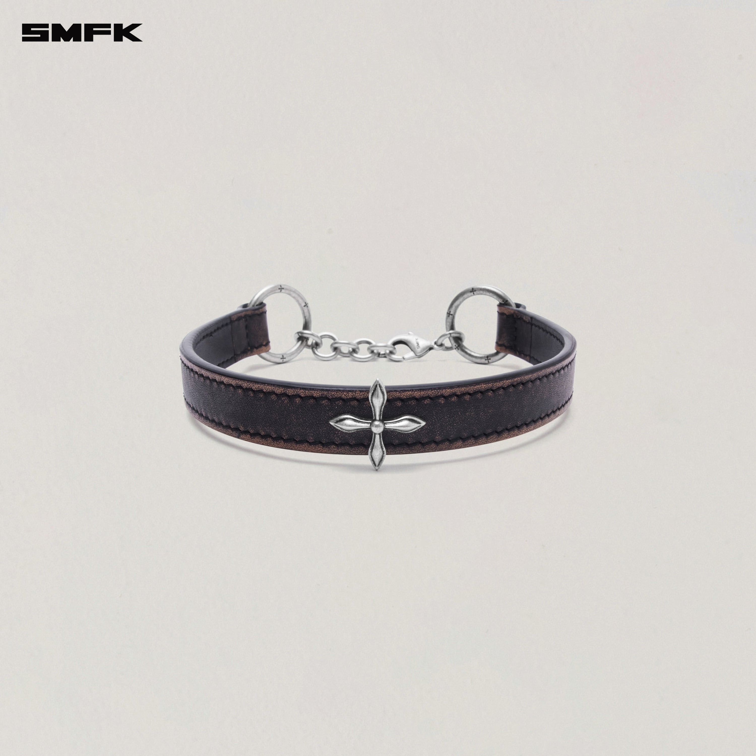 COMPASS RIVET PATINA LEATHER CHOCKER/M WILD BLACK PATINA