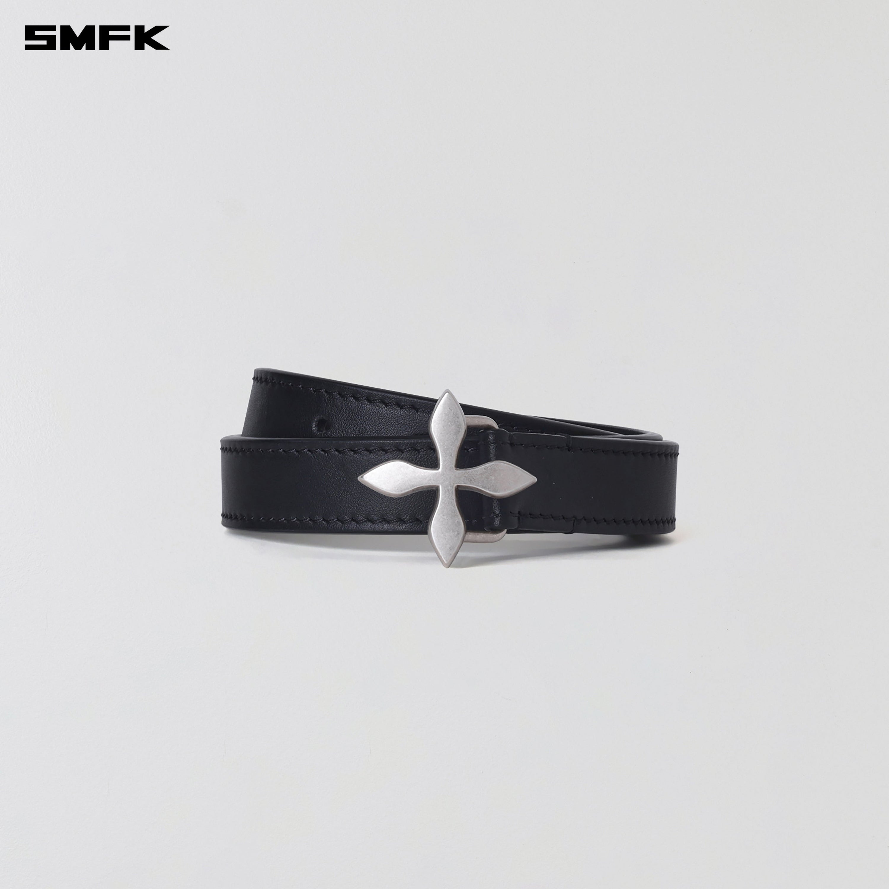MIRAGE MIRROR LEATHER BELT/THIN WILD BLACK