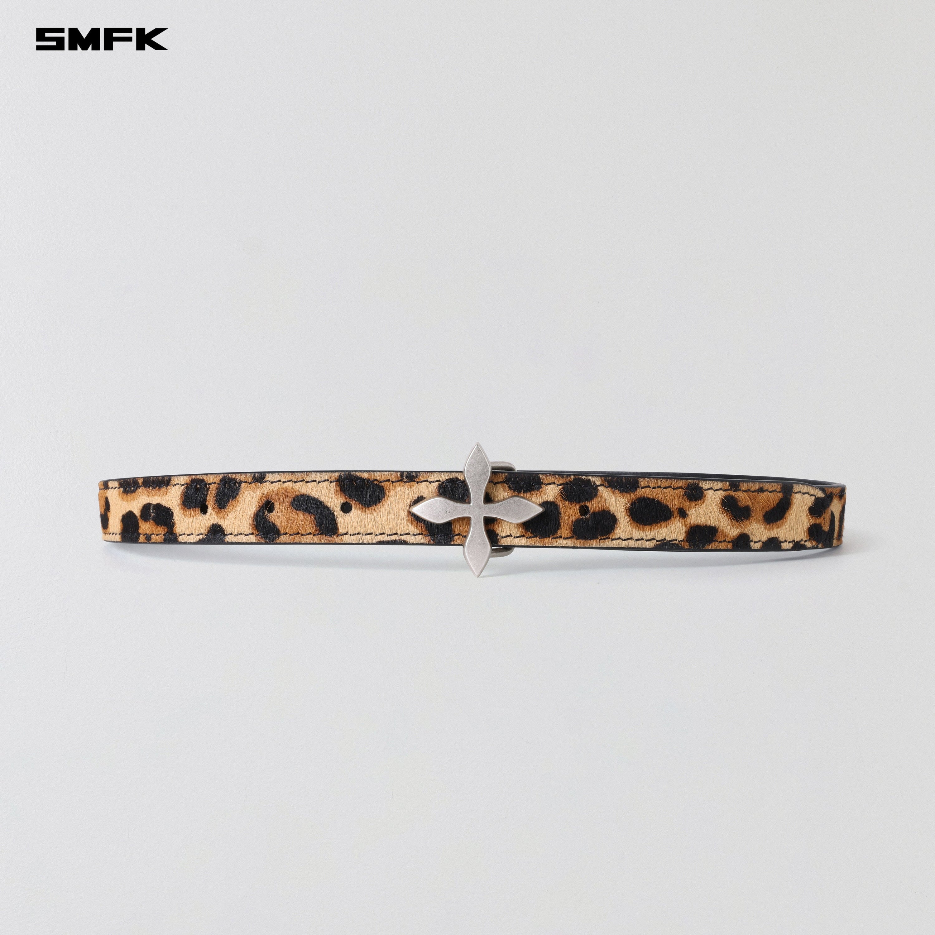 MIRAGE MIRROR LEATHER BELT/THIN LEOPARD