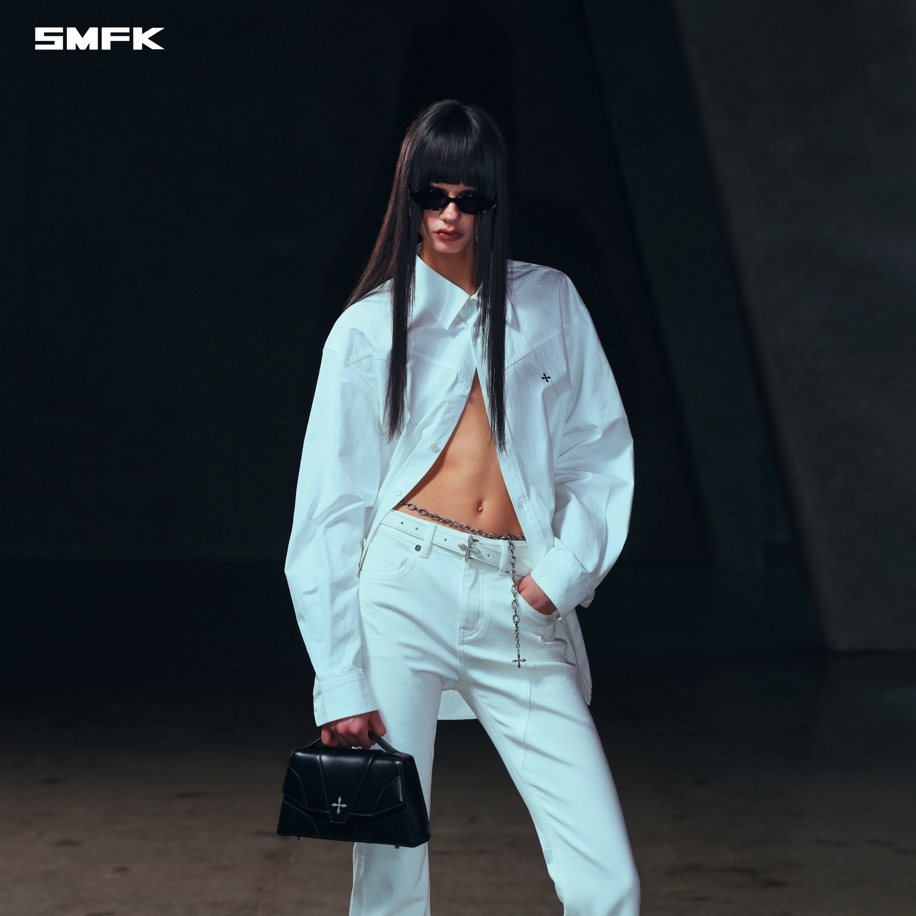 MIRAGE MIRROR LEATHER BELT/THIN CLOUD WHITE