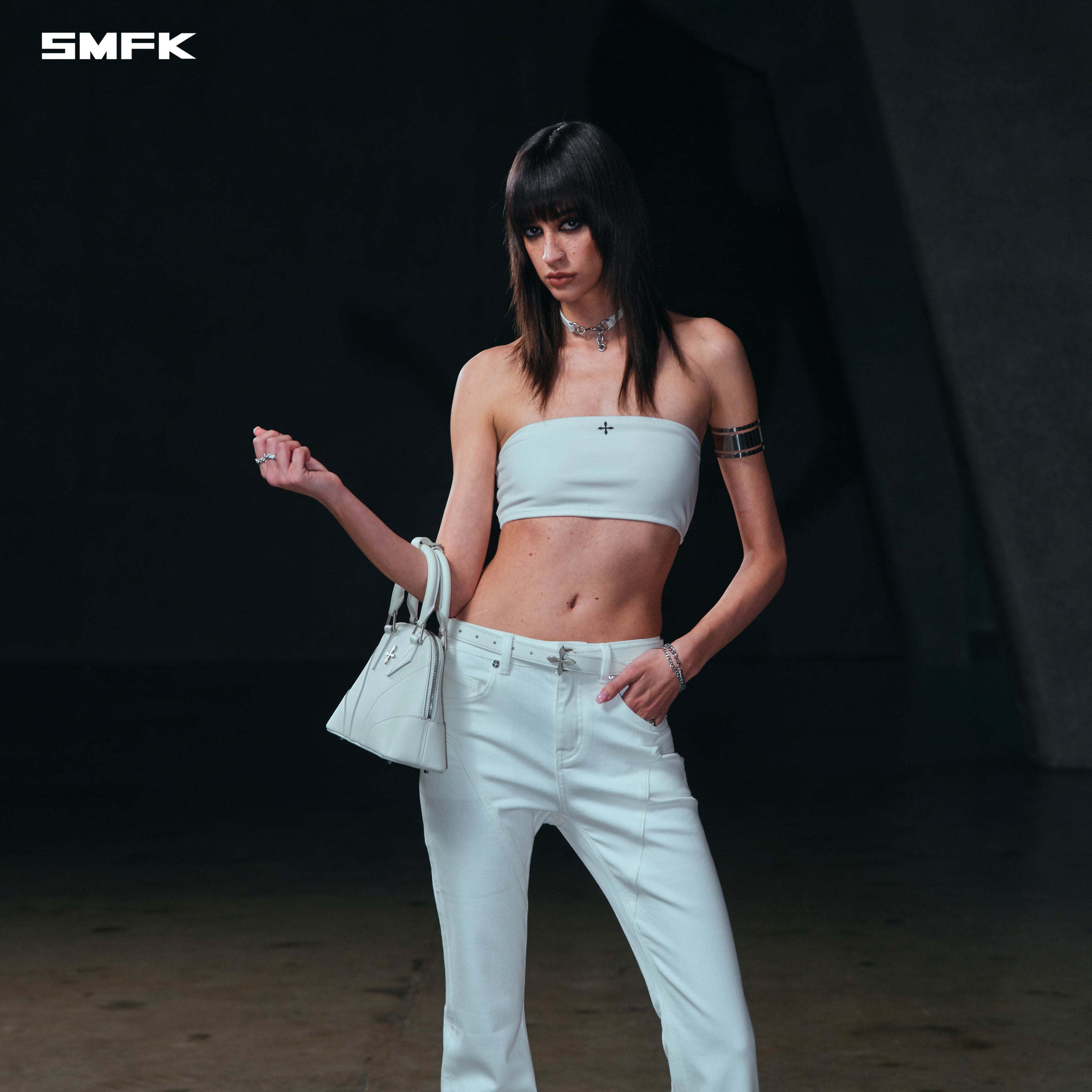 MIRAGE MIRROR LEATHER BELT/THIN CLOUD WHITE