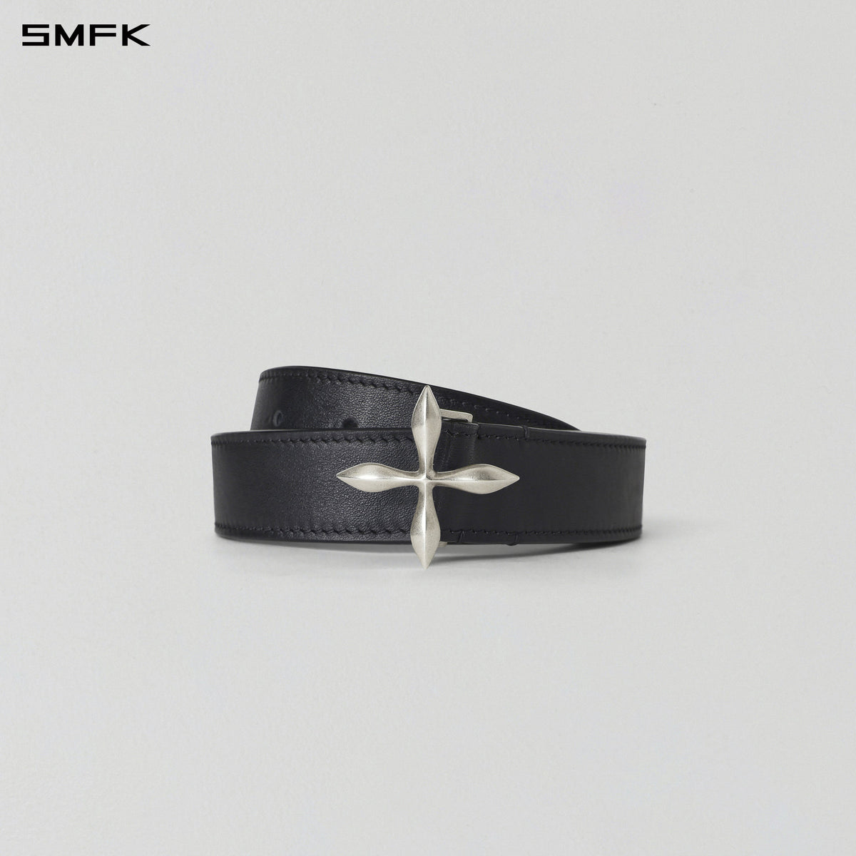 COMPASS LEATHER BELT/COW LEATHER/U WILD BLACK