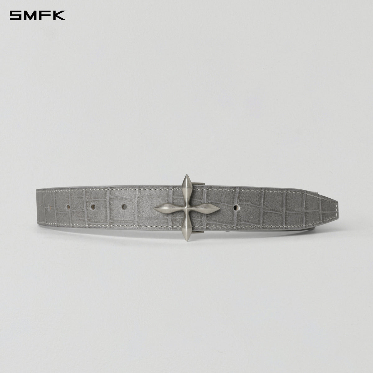 COMPASS LEATHER BELT/COW LEATHER/U CROC GREY