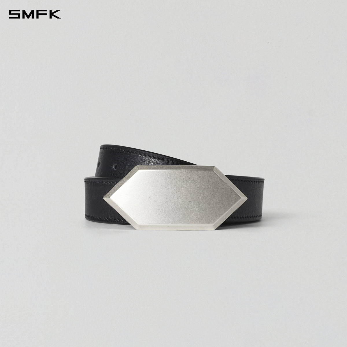 CRYSTAL LEATHER BELT/ COW LEATHER/U INK BLACK
