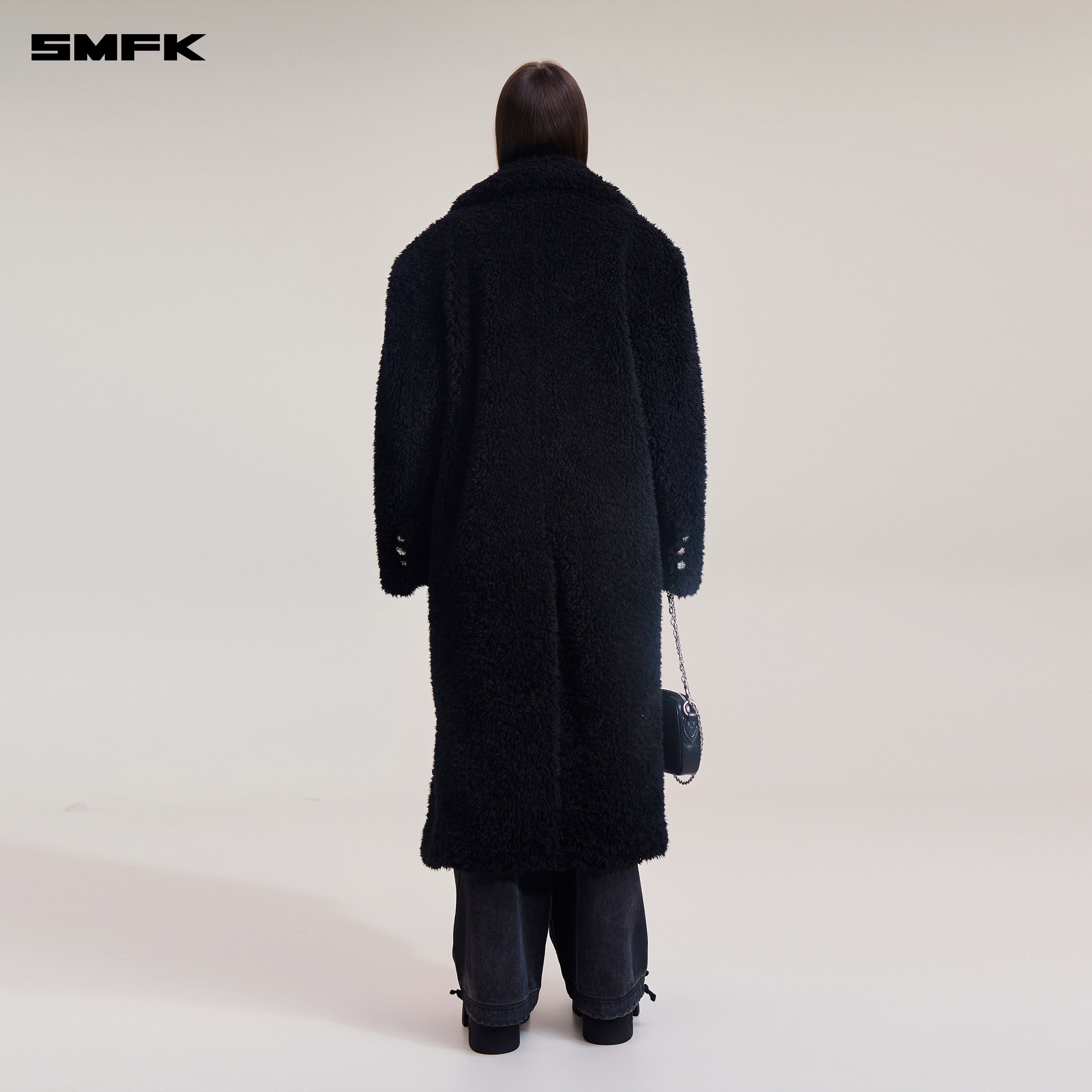 COMPASS MODE ROVE WOOL LOOSE OVERCOAT WILD BLACK