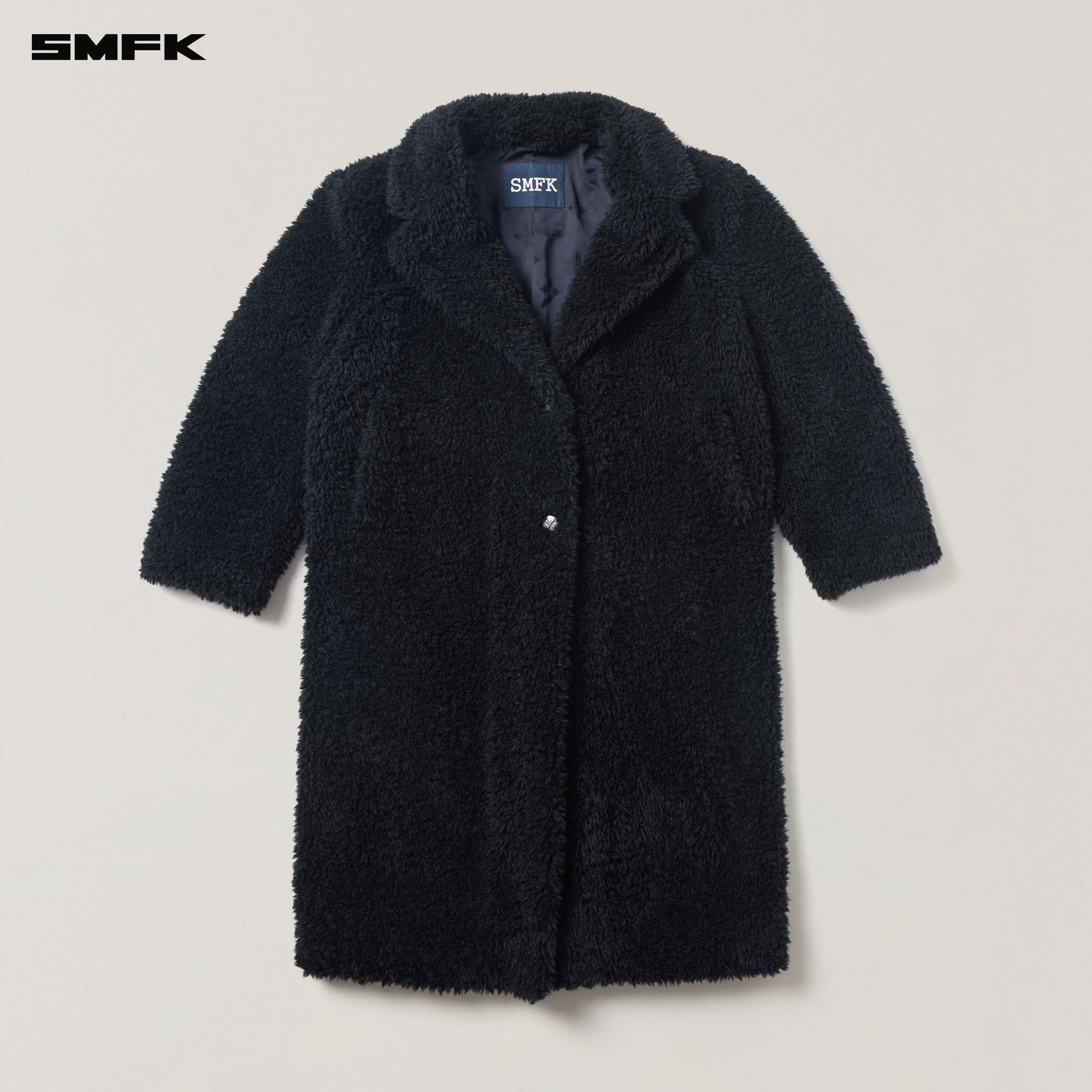 COMPASS MODE ROVE WOOL LOOSE OVERCOAT WILD BLACK