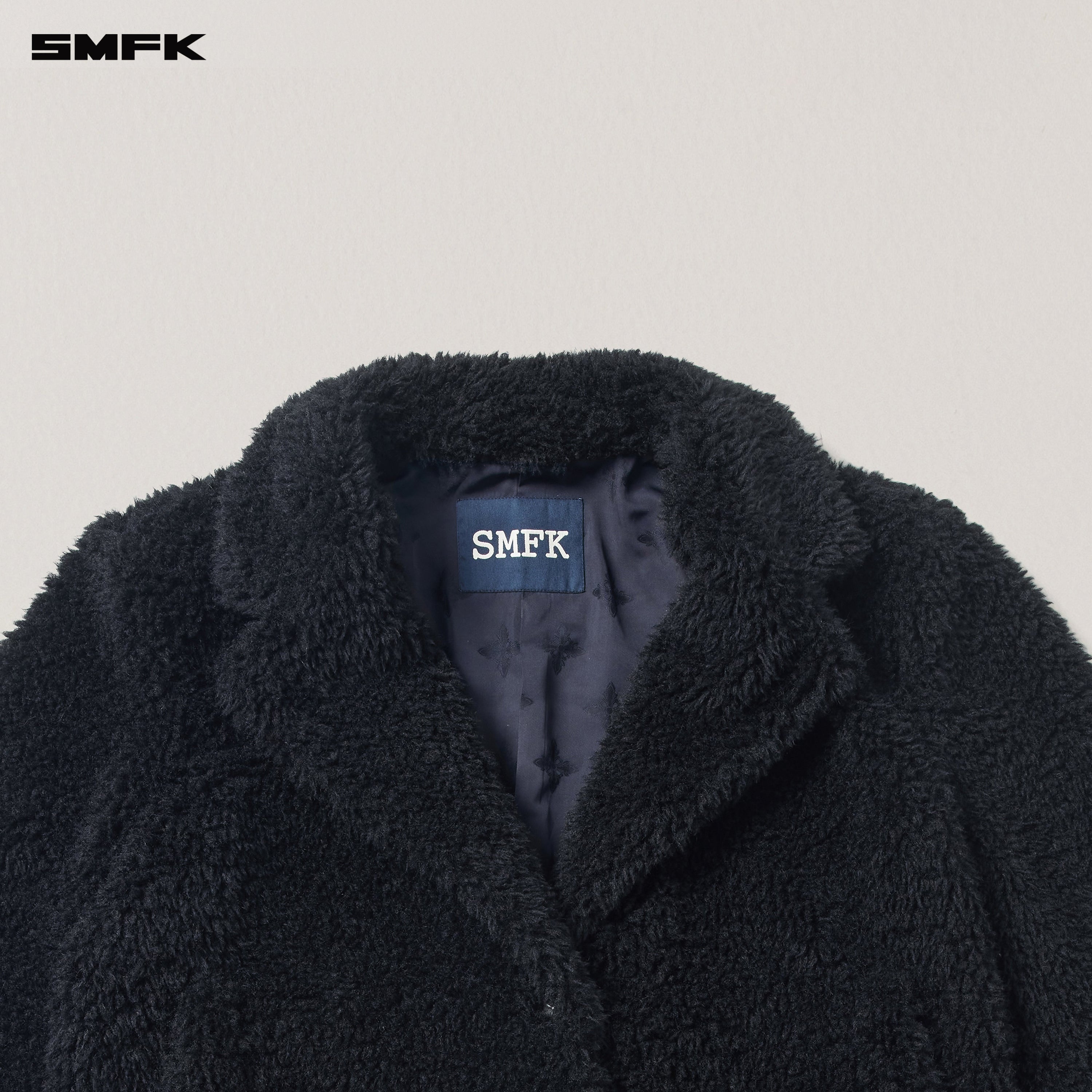 COMPASS MODE ROVE WOOL LOOSE OVERCOAT WILD BLACK
