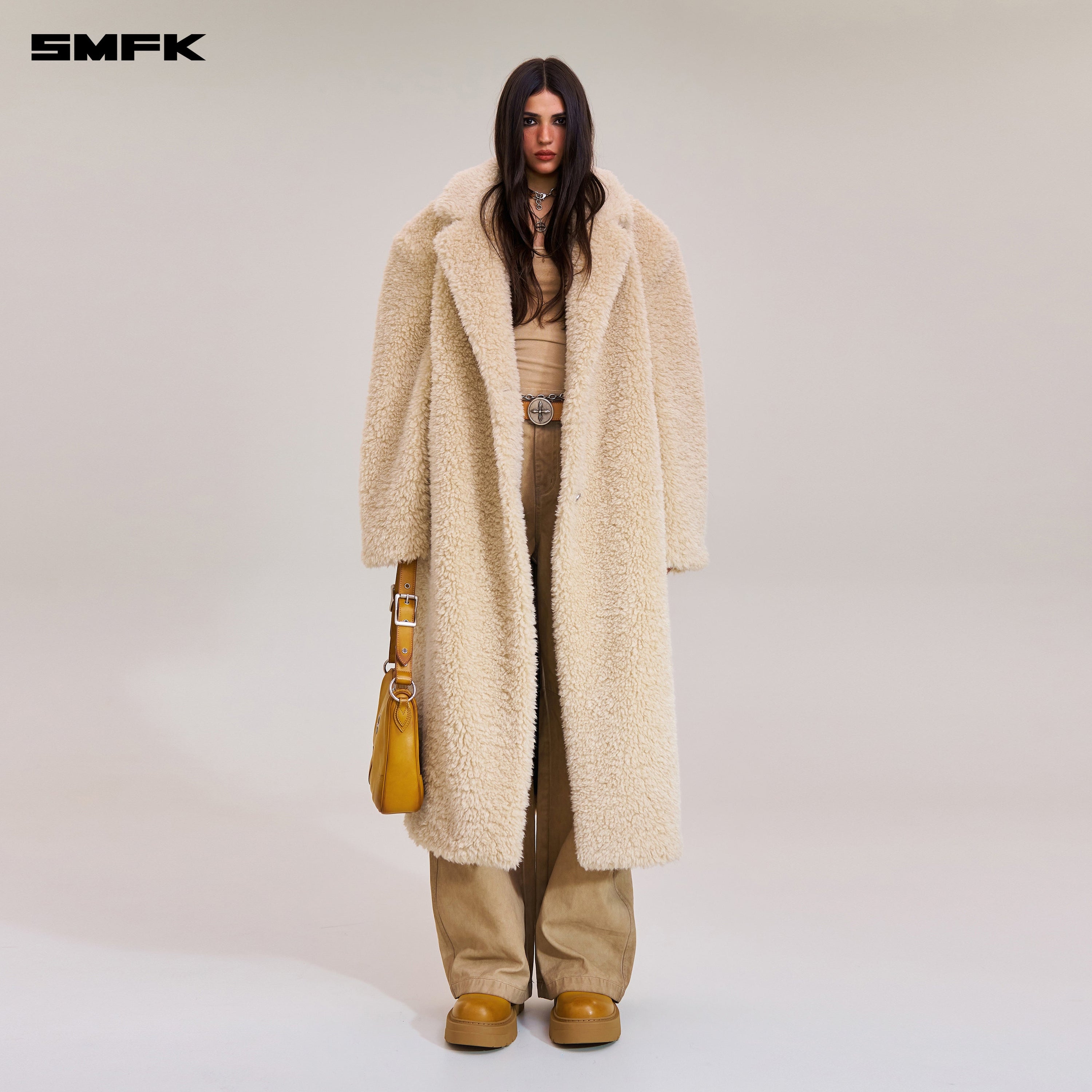 COMPASS MODE ROVE WOOL LOOSE OVERCOAT SAND