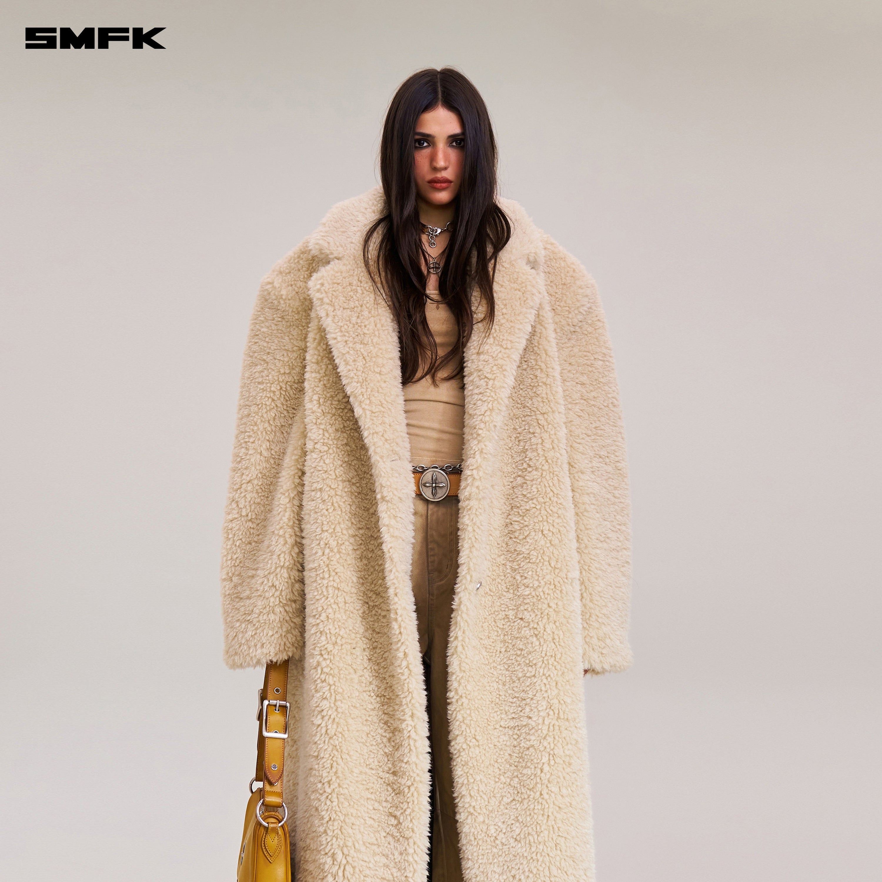 COMPASS MODE ROVE WOOL LOOSE OVERCOAT SAND