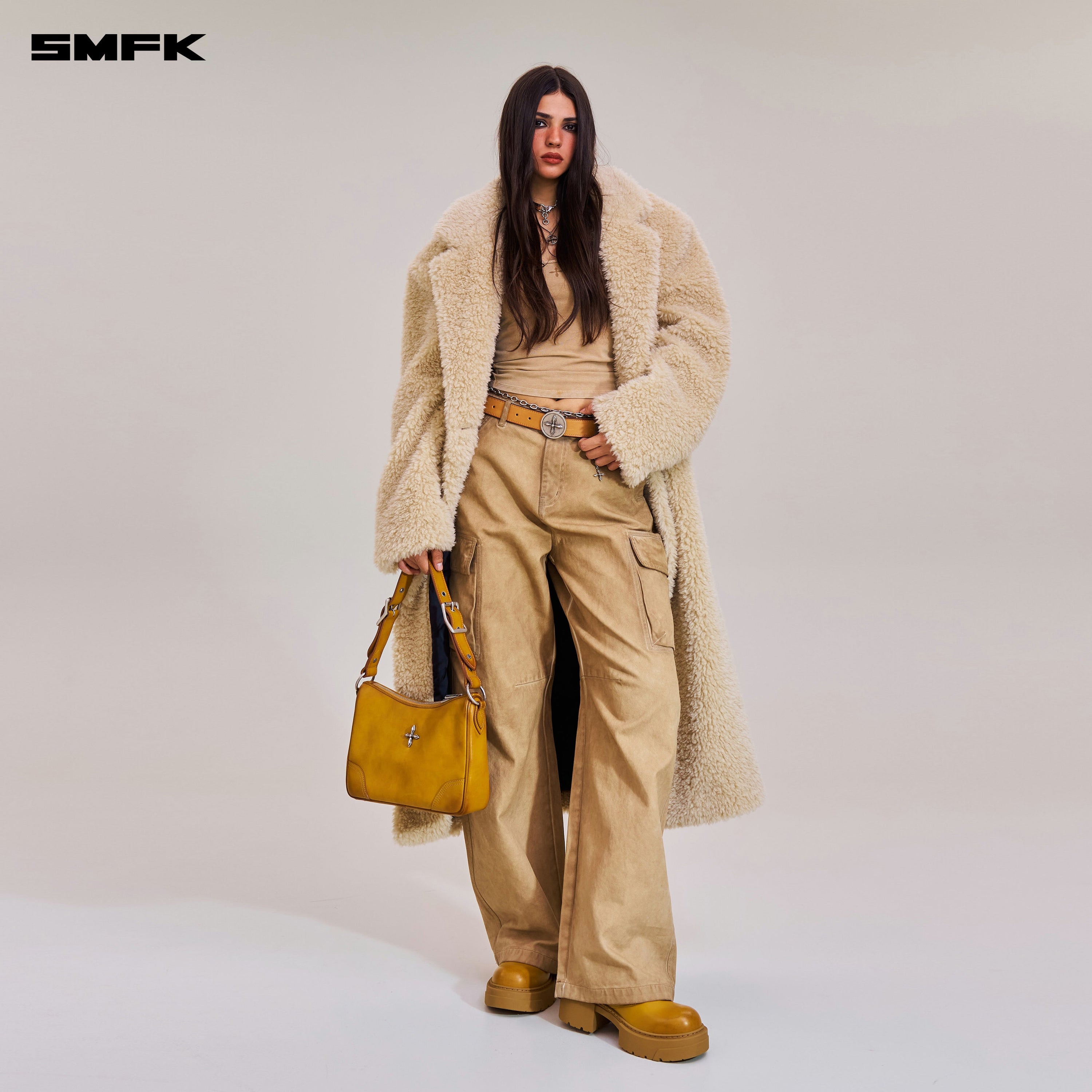 COMPASS MODE ROVE WOOL LOOSE OVERCOAT SAND