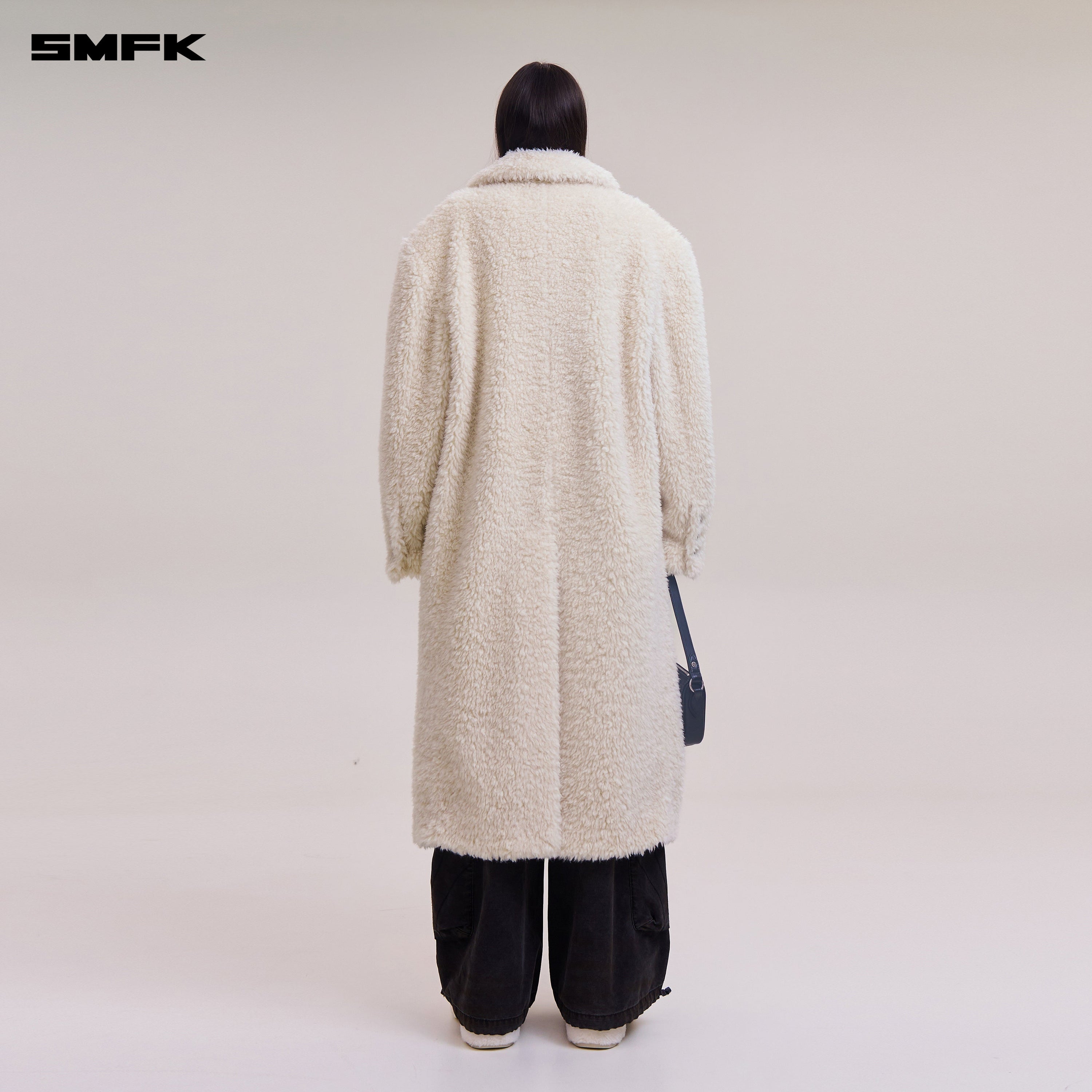 COMPASS MODE ROVE WOOL LOOSE OVERCOAT WOOL WHITE