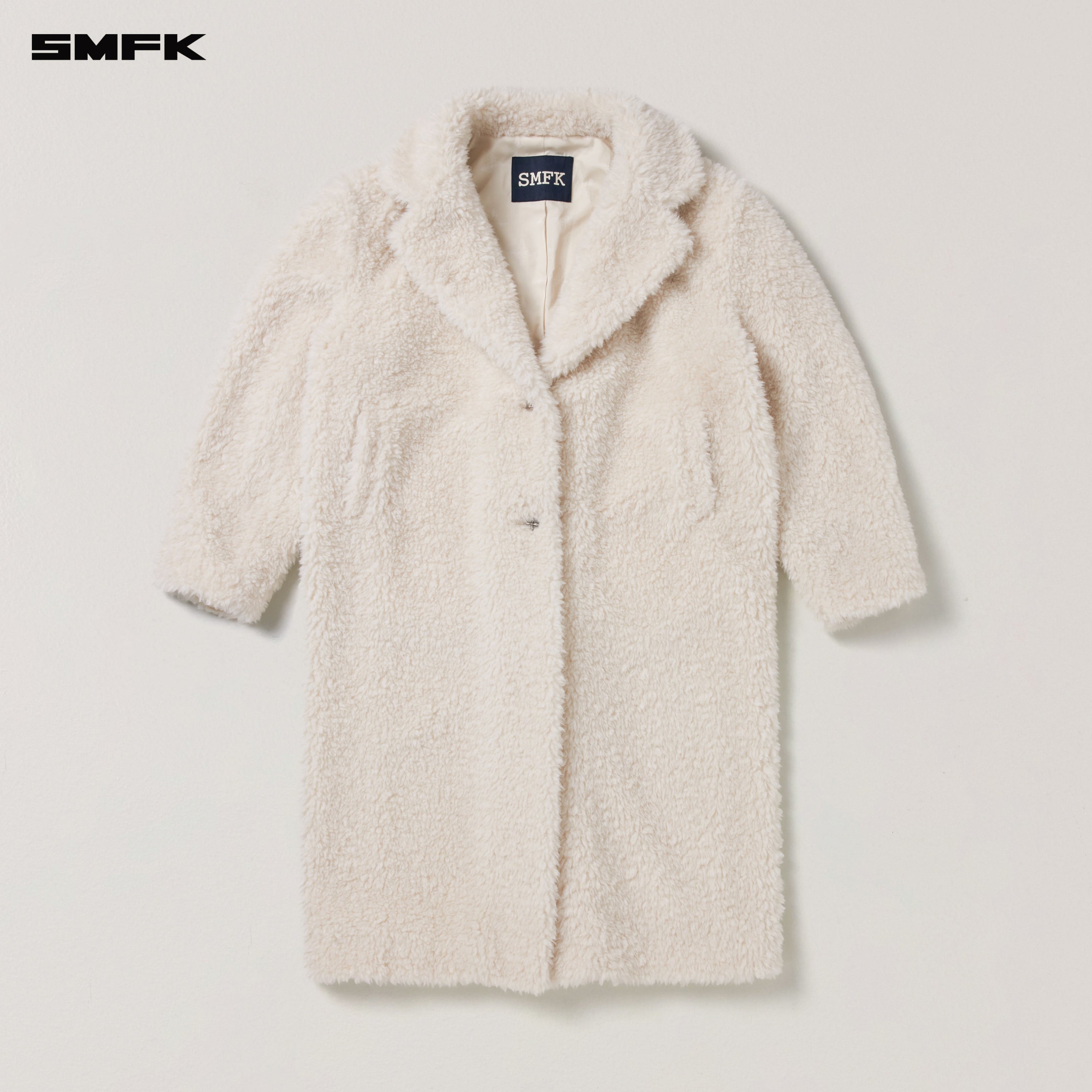 COMPASS MODE ROVE WOOL LOOSE OVERCOAT WOOL WHITE