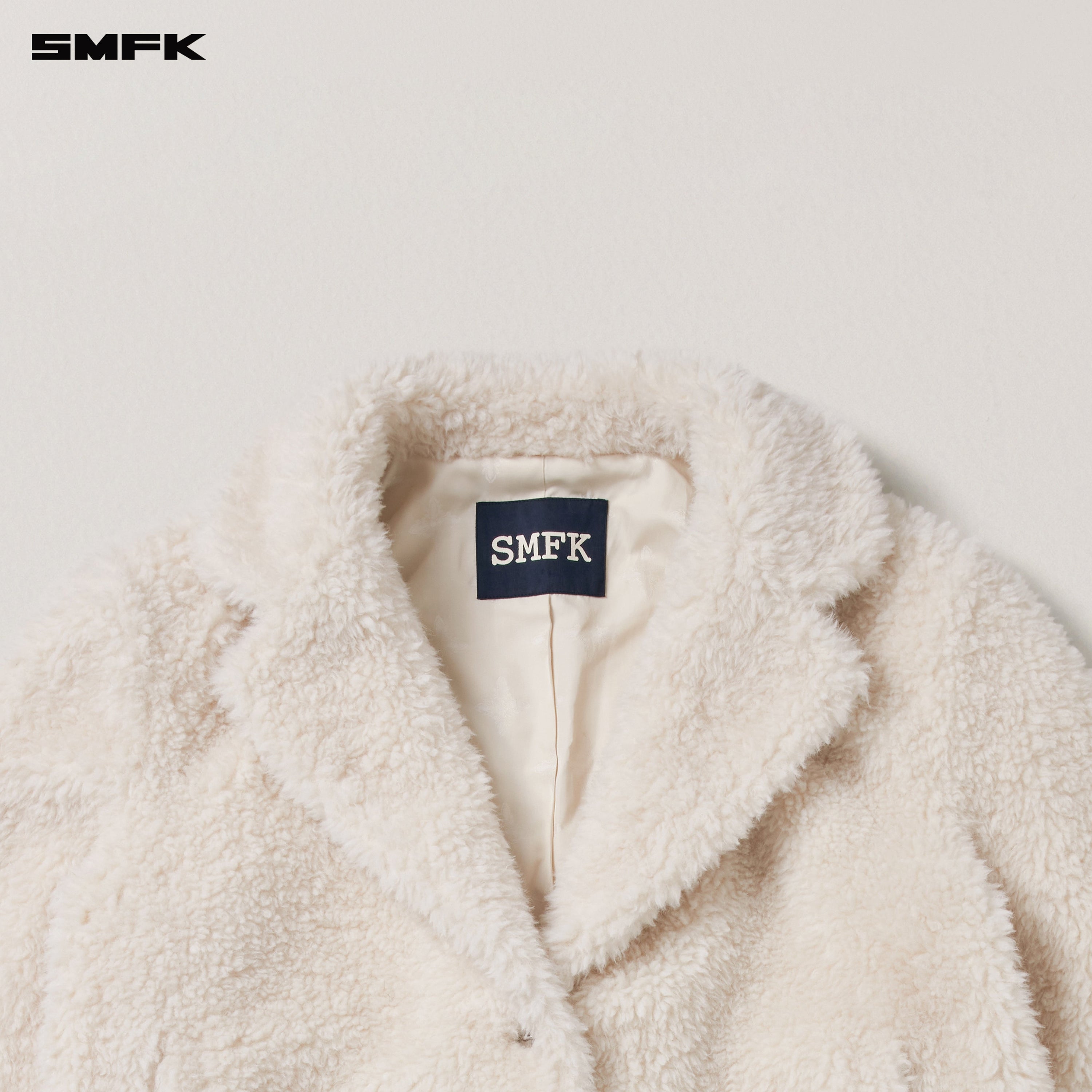 COMPASS MODE ROVE WOOL LOOSE OVERCOAT WOOL WHITE