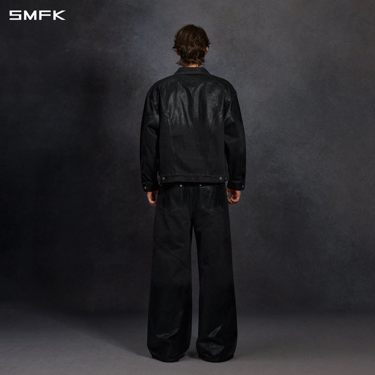 VINTAGE STORM FADE WAX LOOSE DENIM JACKET/FADE DENIM+WAX/U WAX BLACK