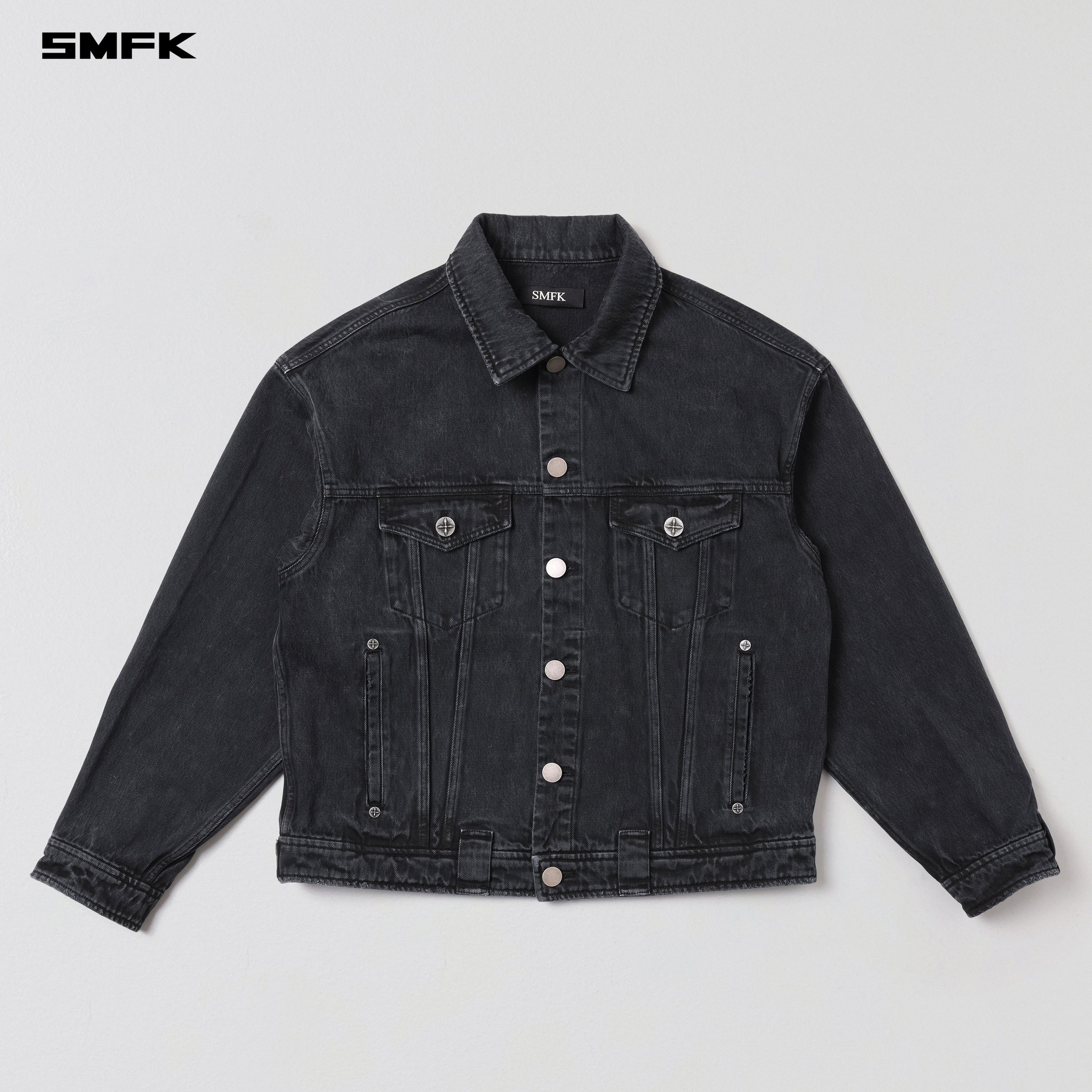 VINTAGE VANISH LOOSE DENIM JACKET/GARMENT DYE VANISH BLACK