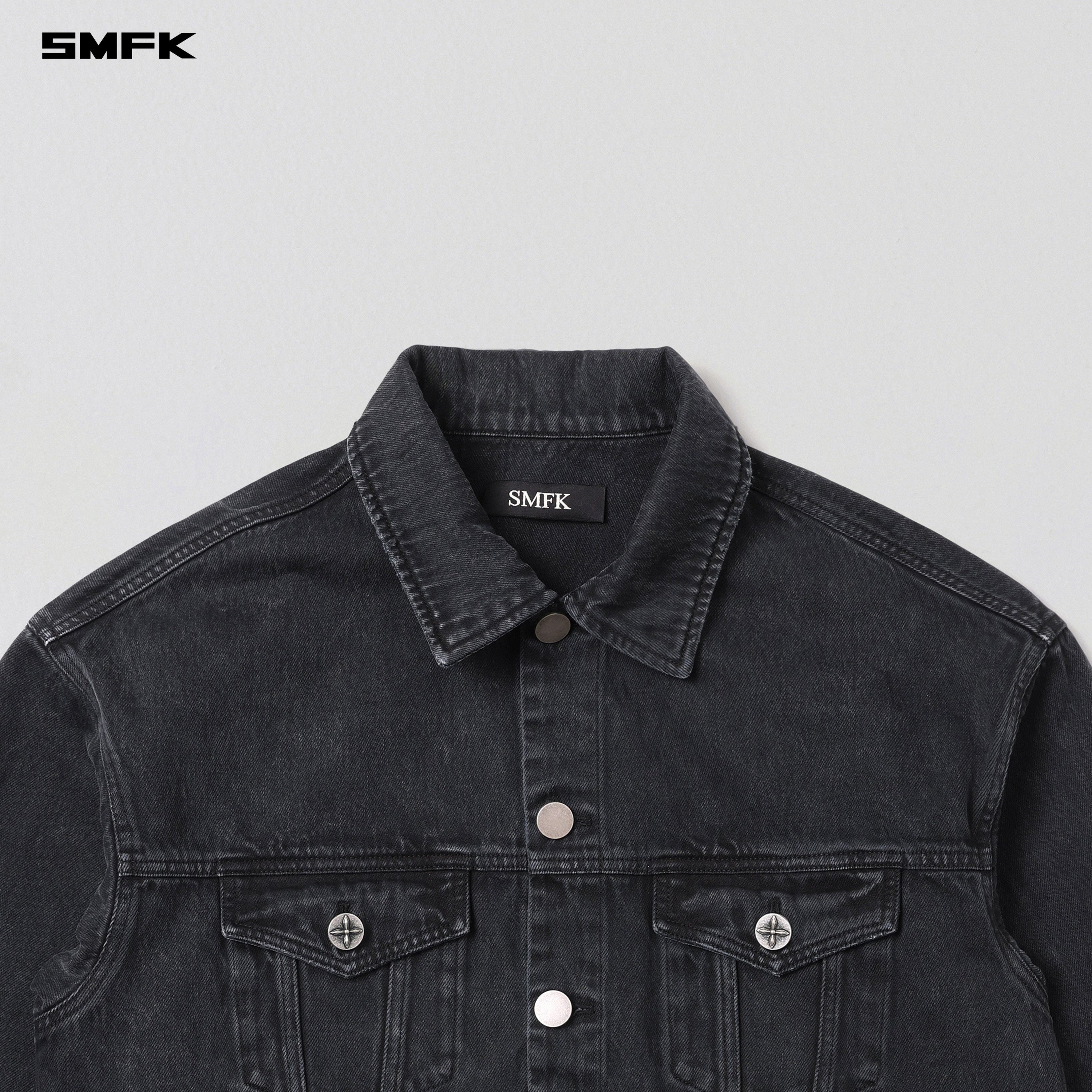 VINTAGE VANISH LOOSE DENIM JACKET/GARMENT DYE VANISH BLACK