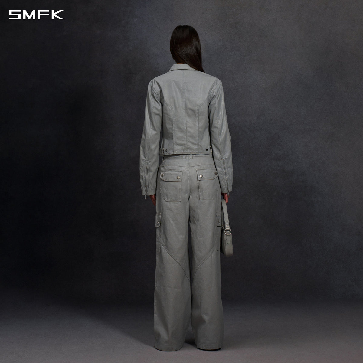 MYTH AEOLUS SYMMETRY WAX SLIM CARGO JACKET /WAX COTTON CLOUD GREY