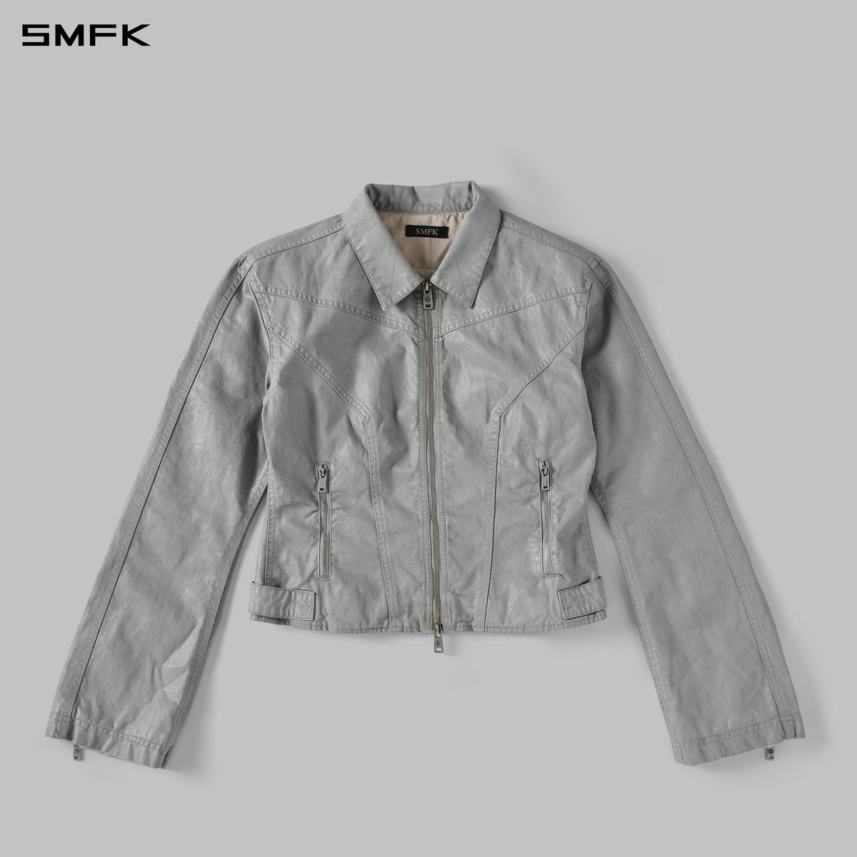 MYTH AEOLUS SYMMETRY WAX SLIM CARGO JACKET /WAX COTTON CLOUD GREY