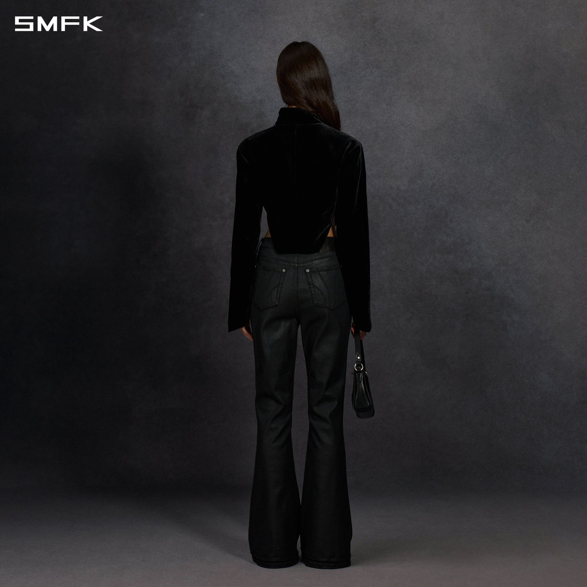 MYTH AEOLUS SYMMETRY CUT VELVET CARGO JACKET /SILK VELVET BLACK VELVET