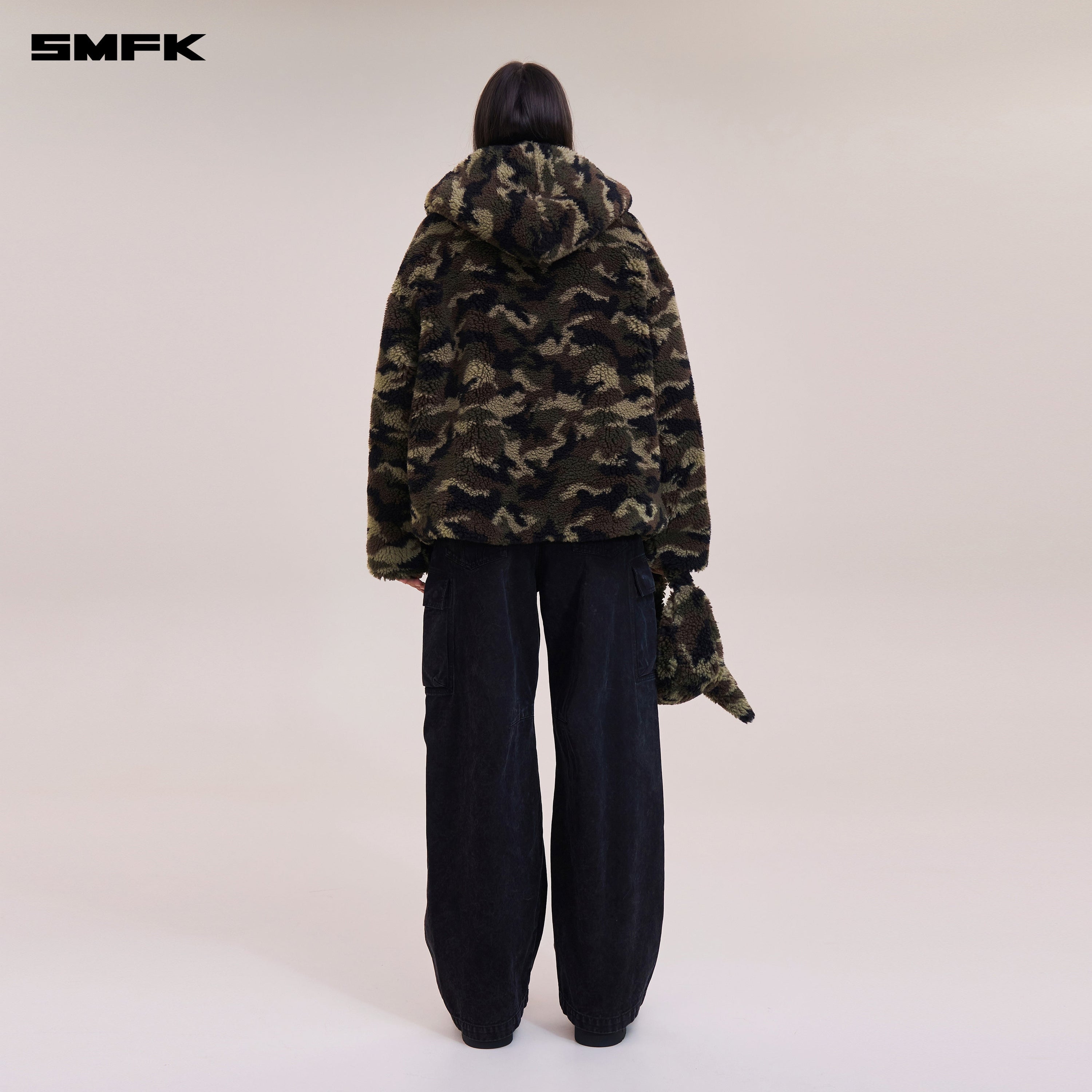 COMPASS MODE ROVE WOOL JACQUARD CAMO LOOSE HOODIE ARMY GREEN CAMOUFLAGE