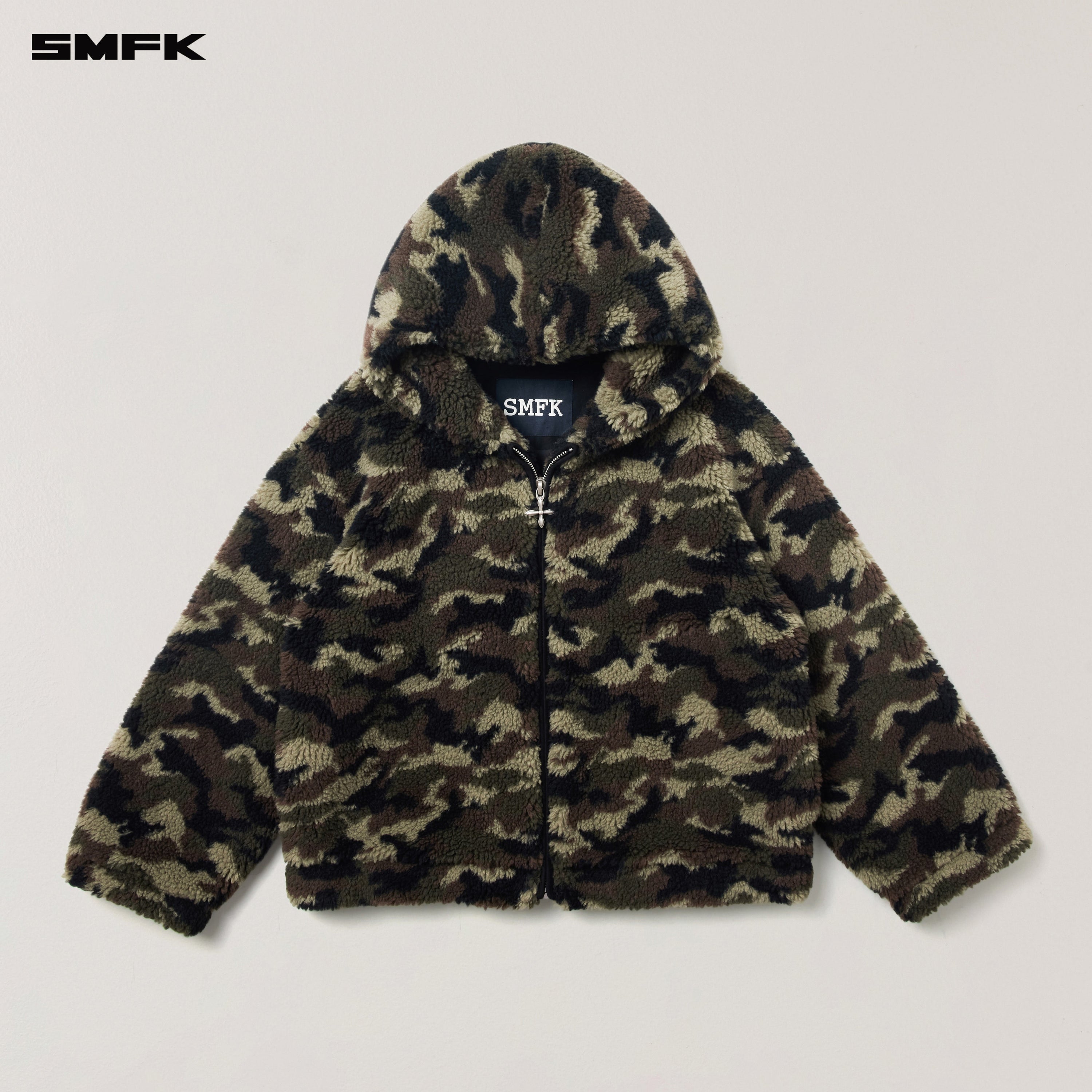 COMPASS MODE ROVE WOOL JACQUARD CAMO LOOSE HOODIE ARMY GREEN CAMOUFLAGE