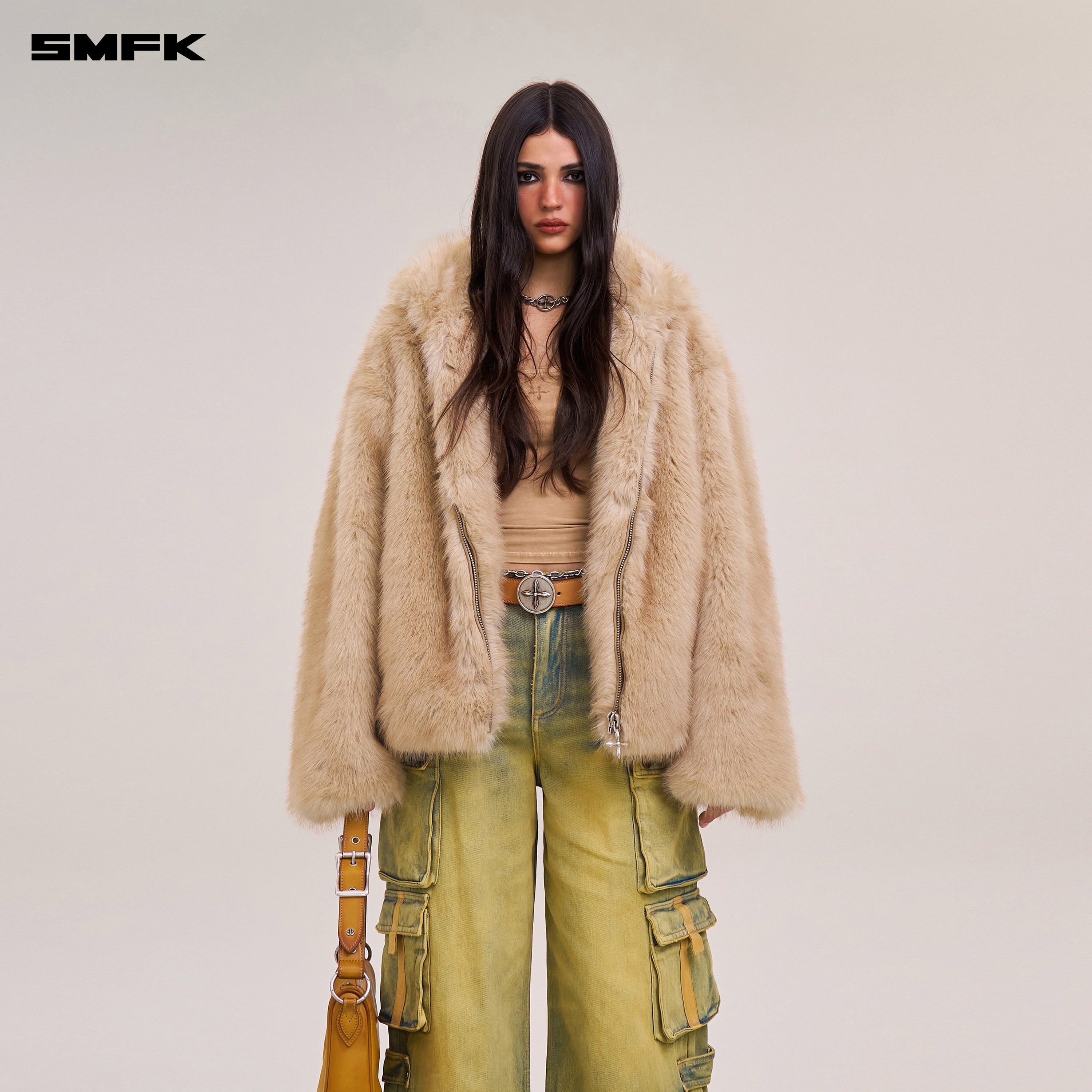 COMPASS MODE WASTELAND FURRY LOOSE HOODIE SAND