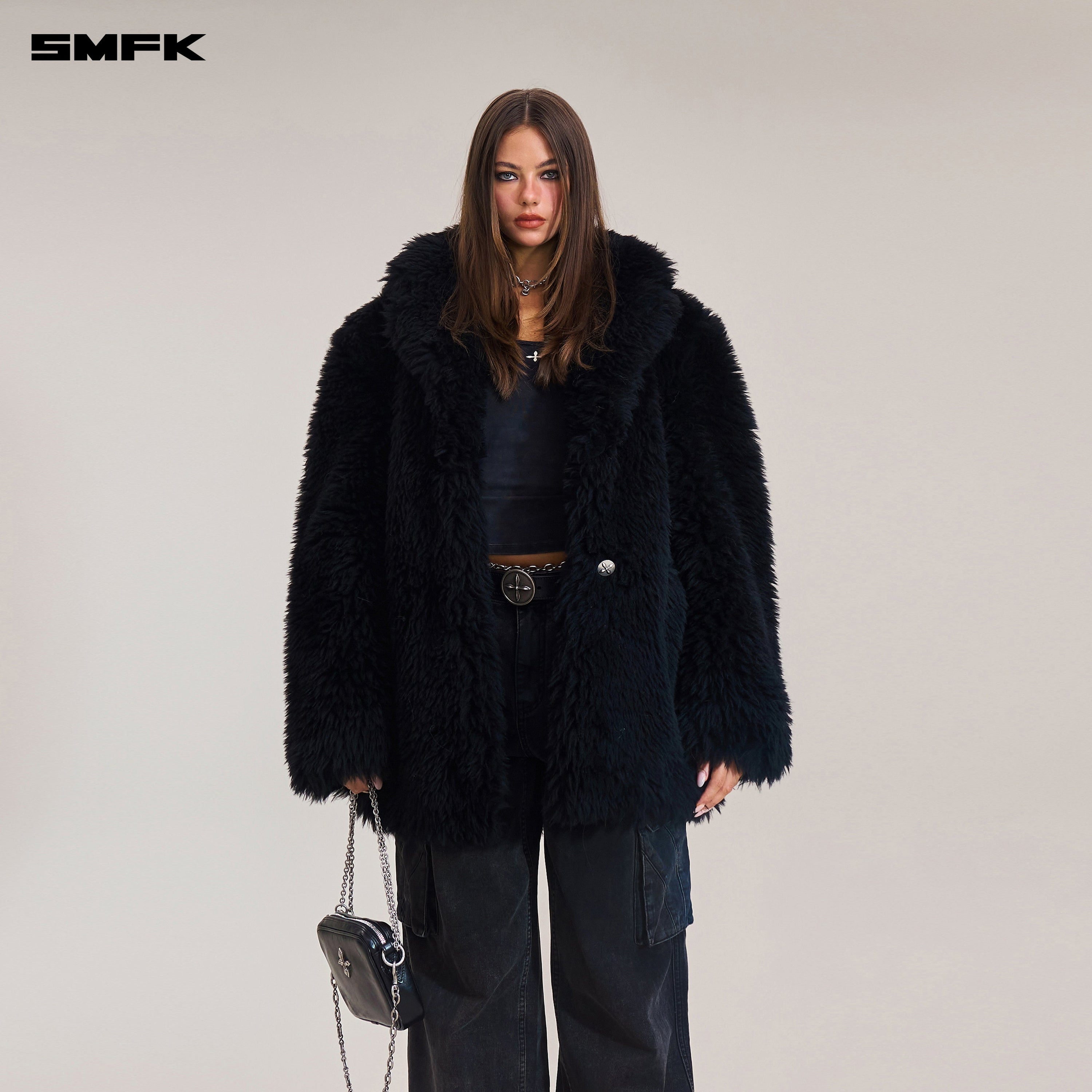 COMPASS MODE RAW WOOL LOOSE SUIT WILD BLACK