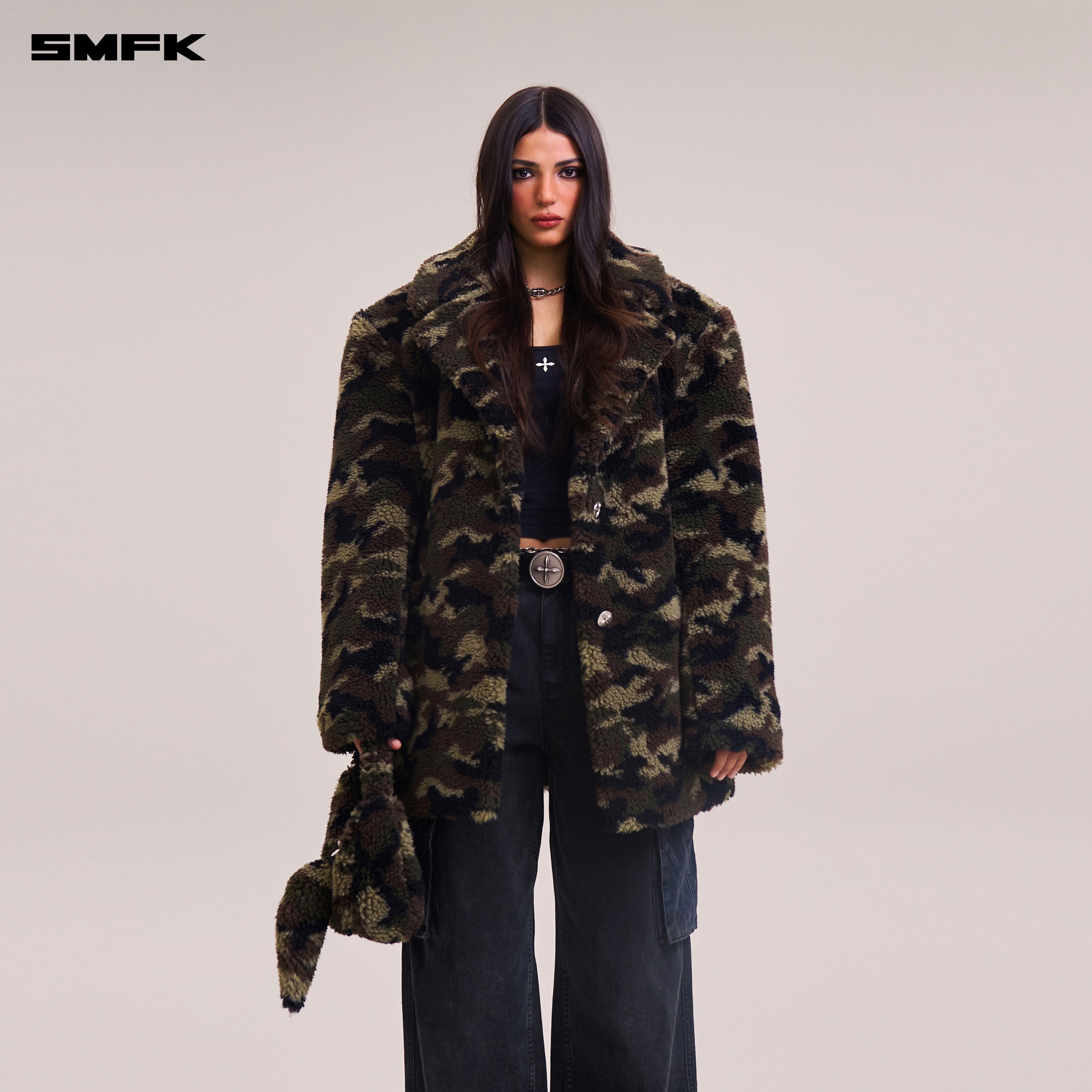 COMPASS MODE ROVE WOOL JACQUARD CAMO LOOSE SUIT ARMY GREEN CAMOUFLAGE