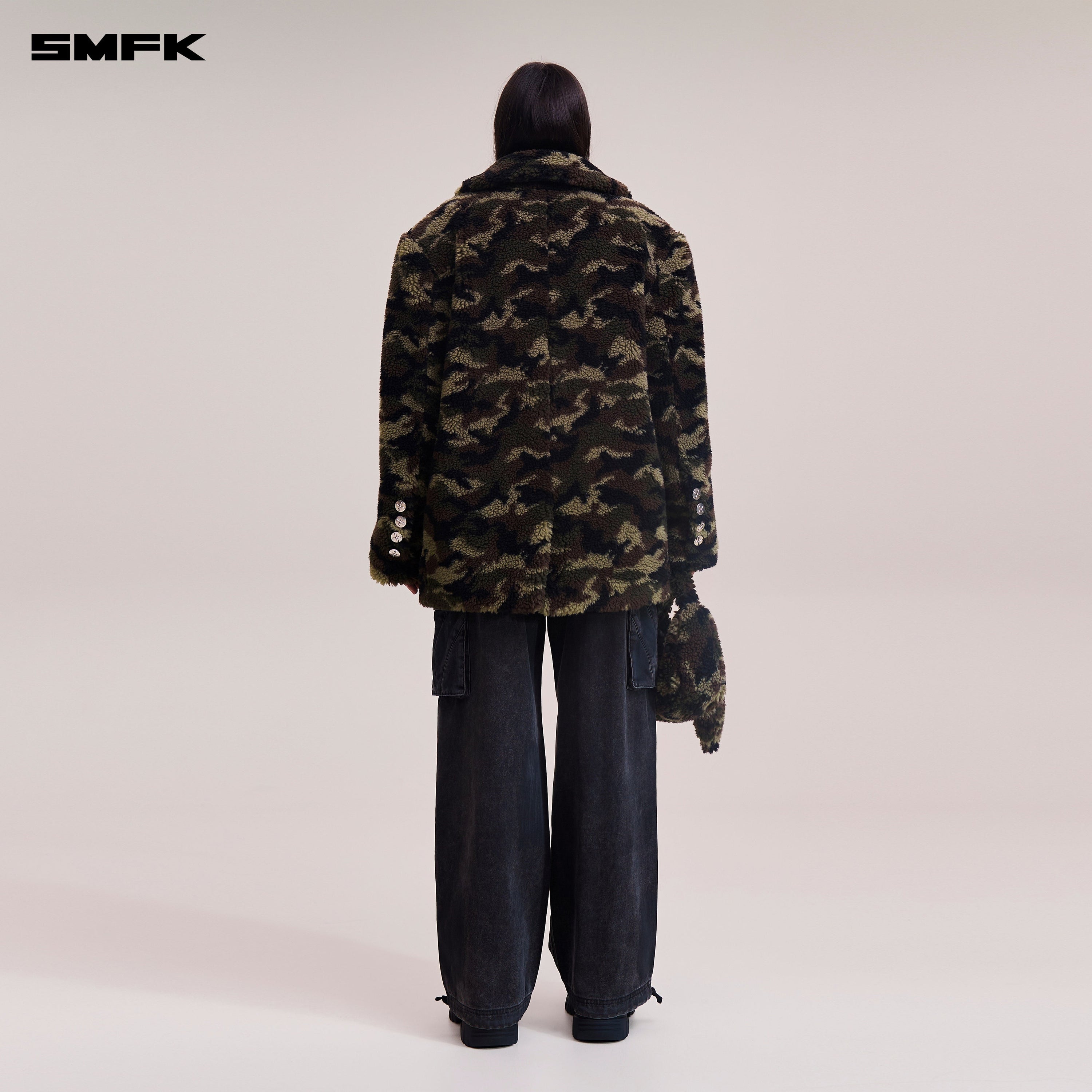 COMPASS MODE ROVE WOOL JACQUARD CAMO LOOSE SUIT ARMY GREEN CAMOUFLAGE