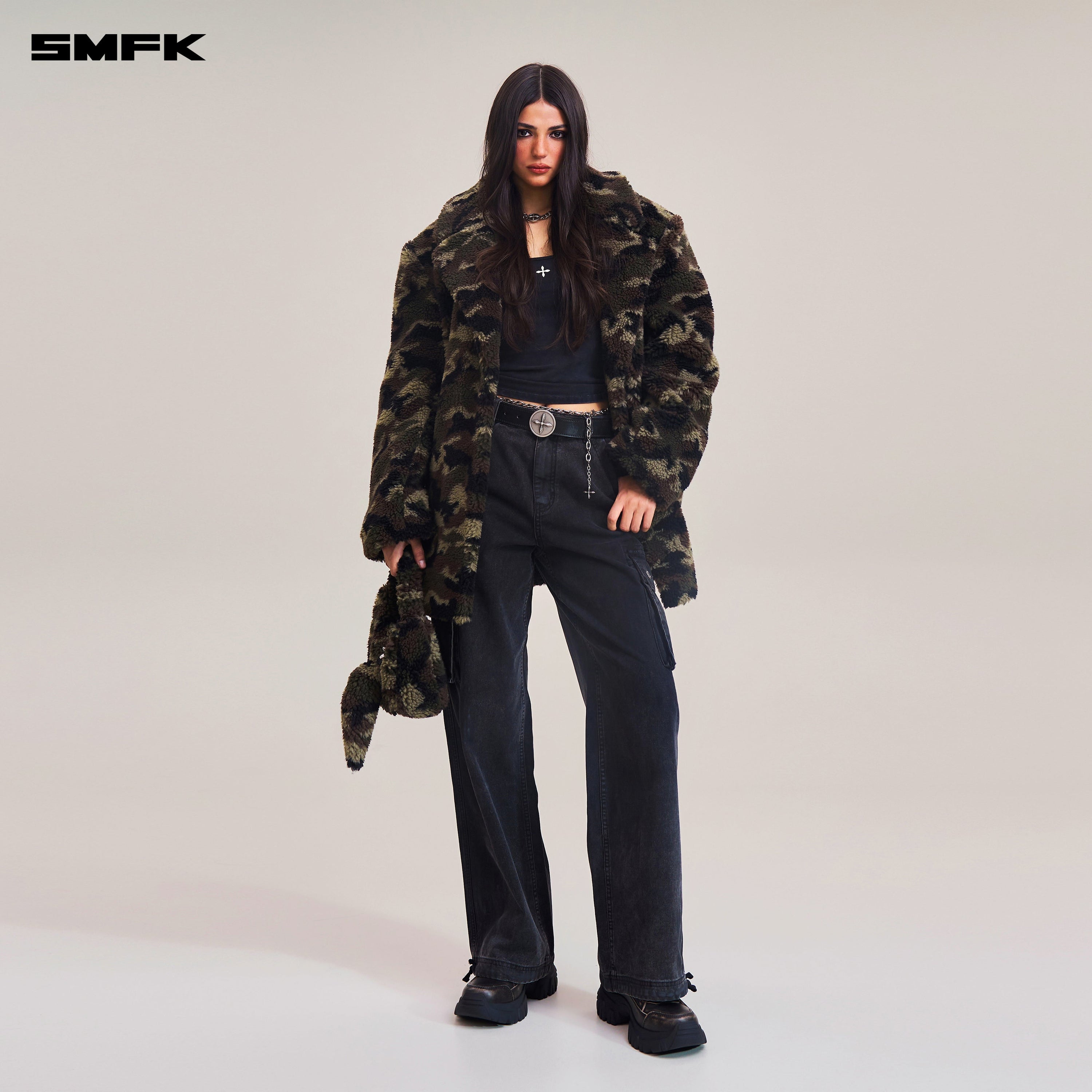 COMPASS MODE ROVE WOOL JACQUARD CAMO LOOSE SUIT ARMY GREEN CAMOUFLAGE