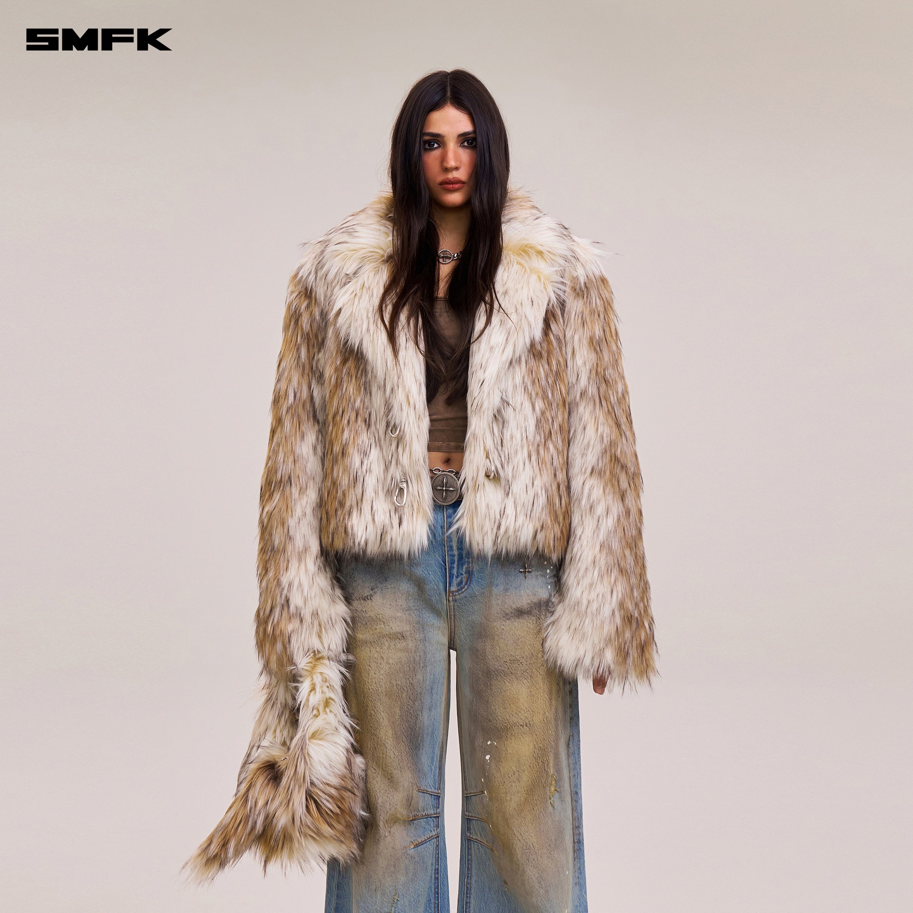 COMPASS MODE WASTELAND FURRY HUNTING COAT/SHORT ARCTIC WOLF WHITE